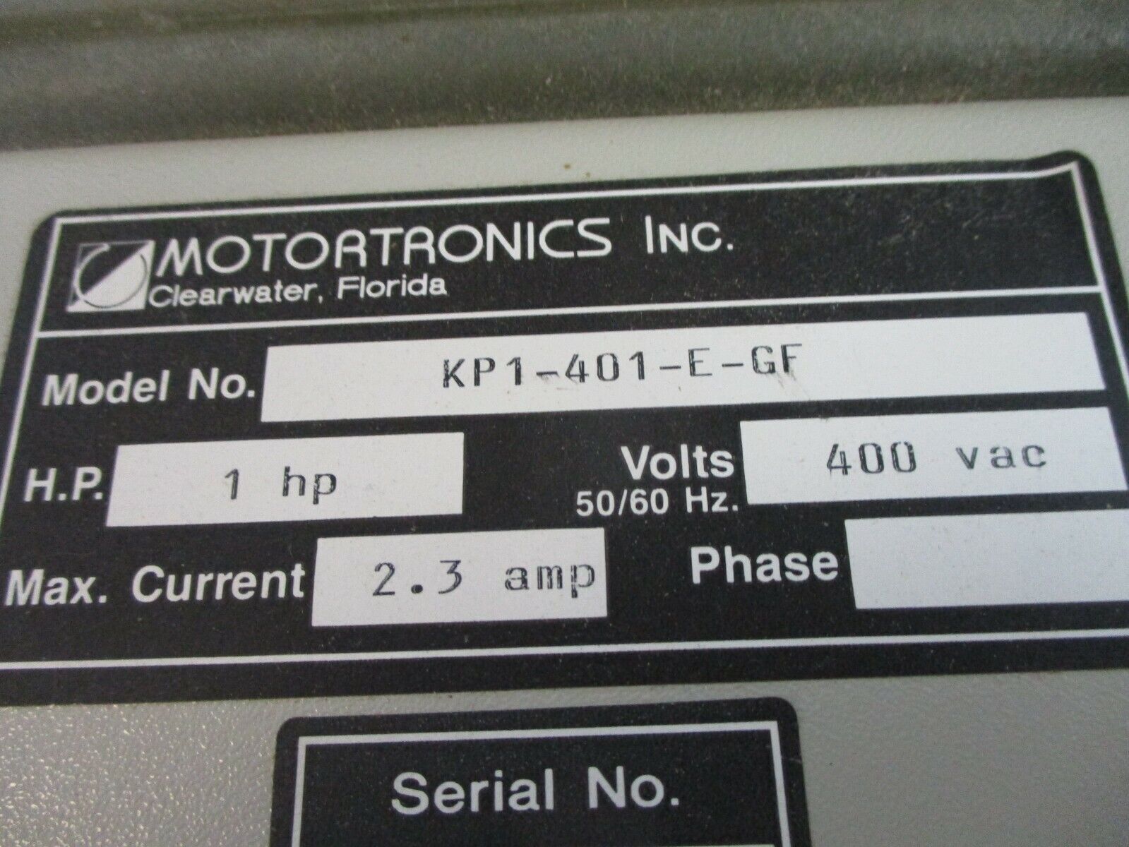 Motortronics AC Drive KP1-401-E-GF 1HP 400V 2.3A Nema 4X *Missing Front Switch*