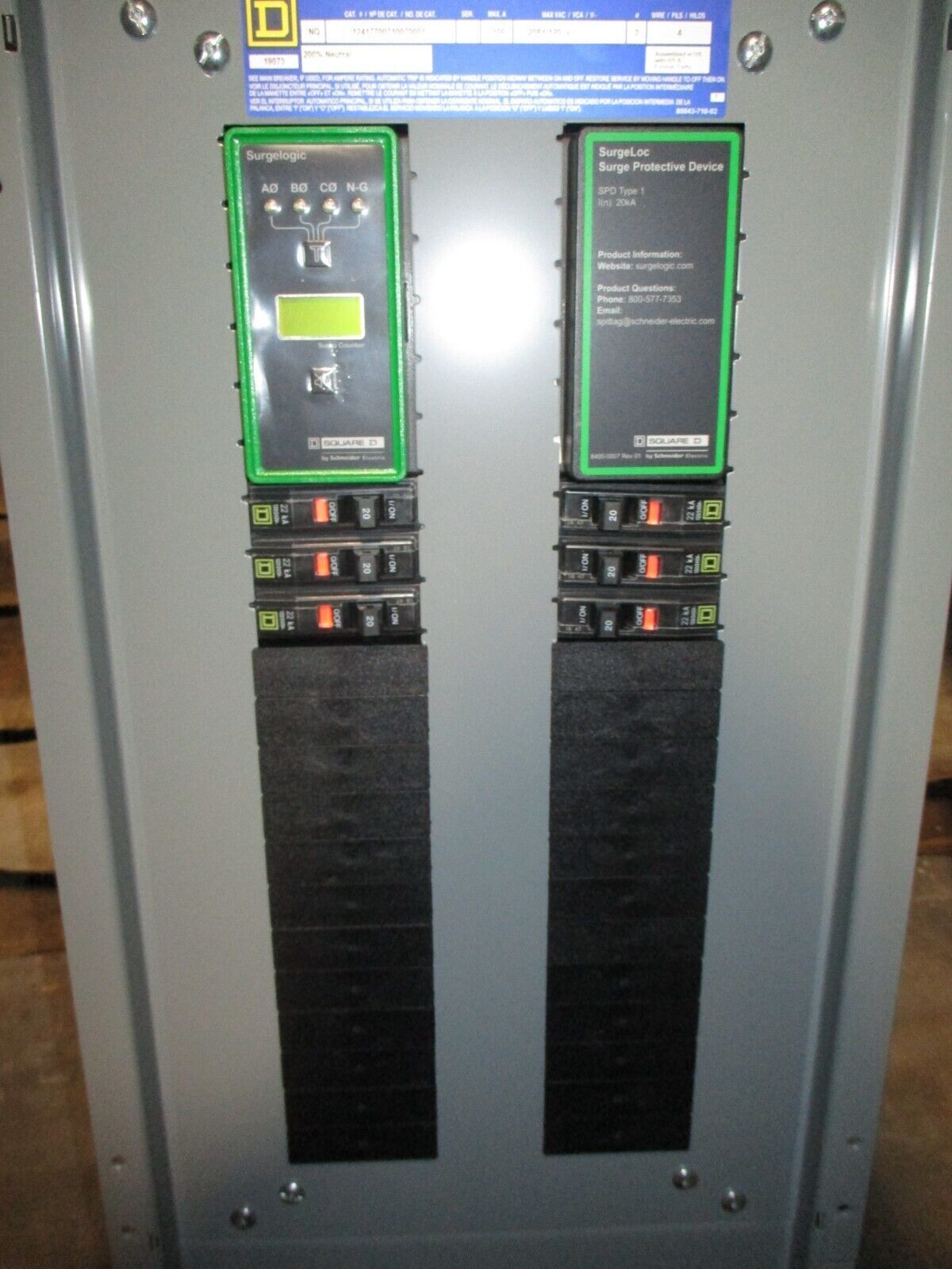 Square D Main Lug NQ Panelboard Interior 12417700710070001 100A 208Y/120V 3Ph 4W