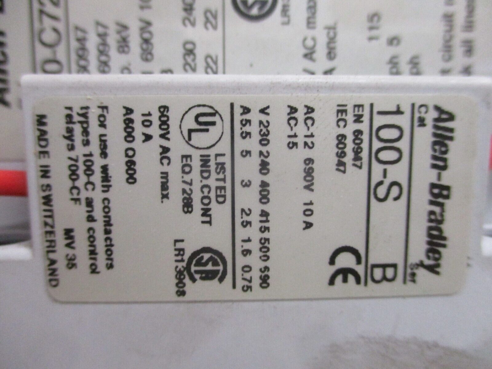 Allen-Bradley Contactor 100-C72*00 Ser. B 120V Coil 90A 600V w/ Aux Contact Used