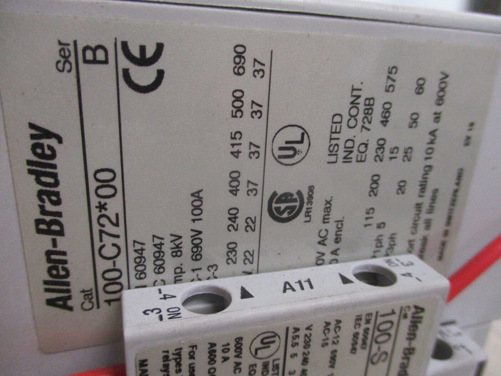 Allen-Bradley Contactor 100-C72*00 Ser. B 120V Coil 90A 600V w/ Aux Contact Used