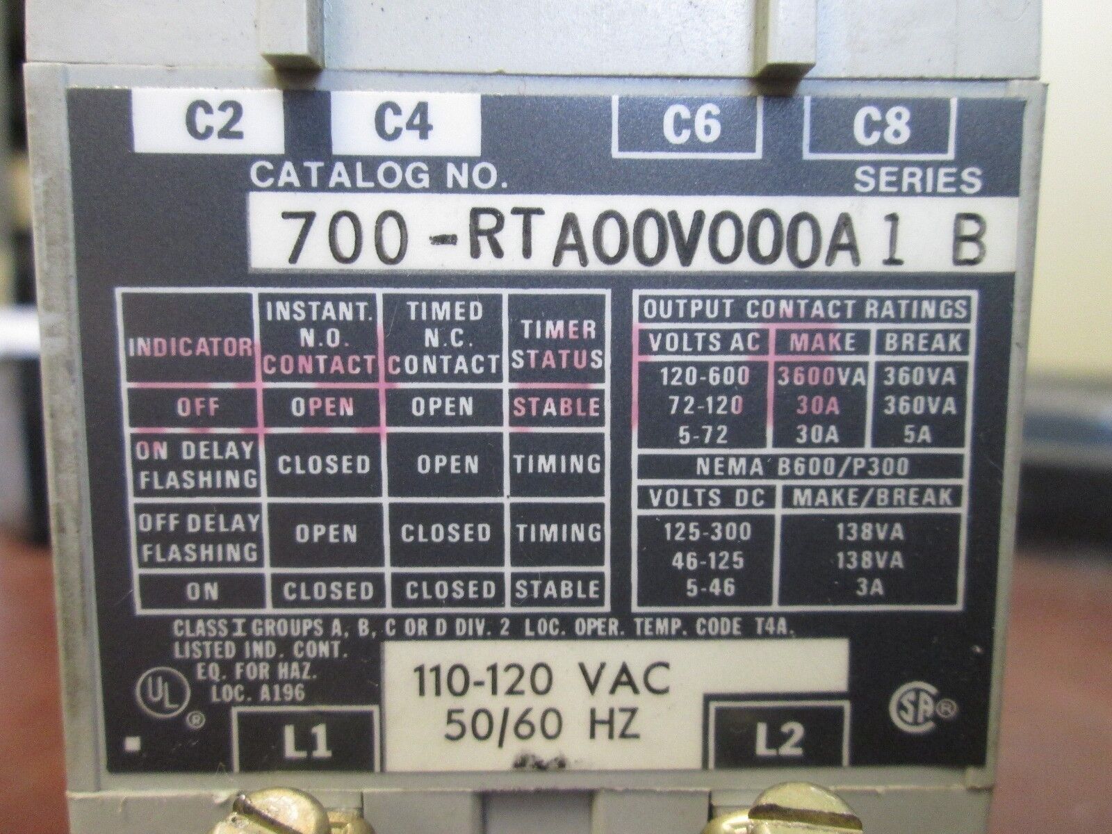 Allen-Bradley Solid State Relay 700-RTA00V000A1 120V Coil Used