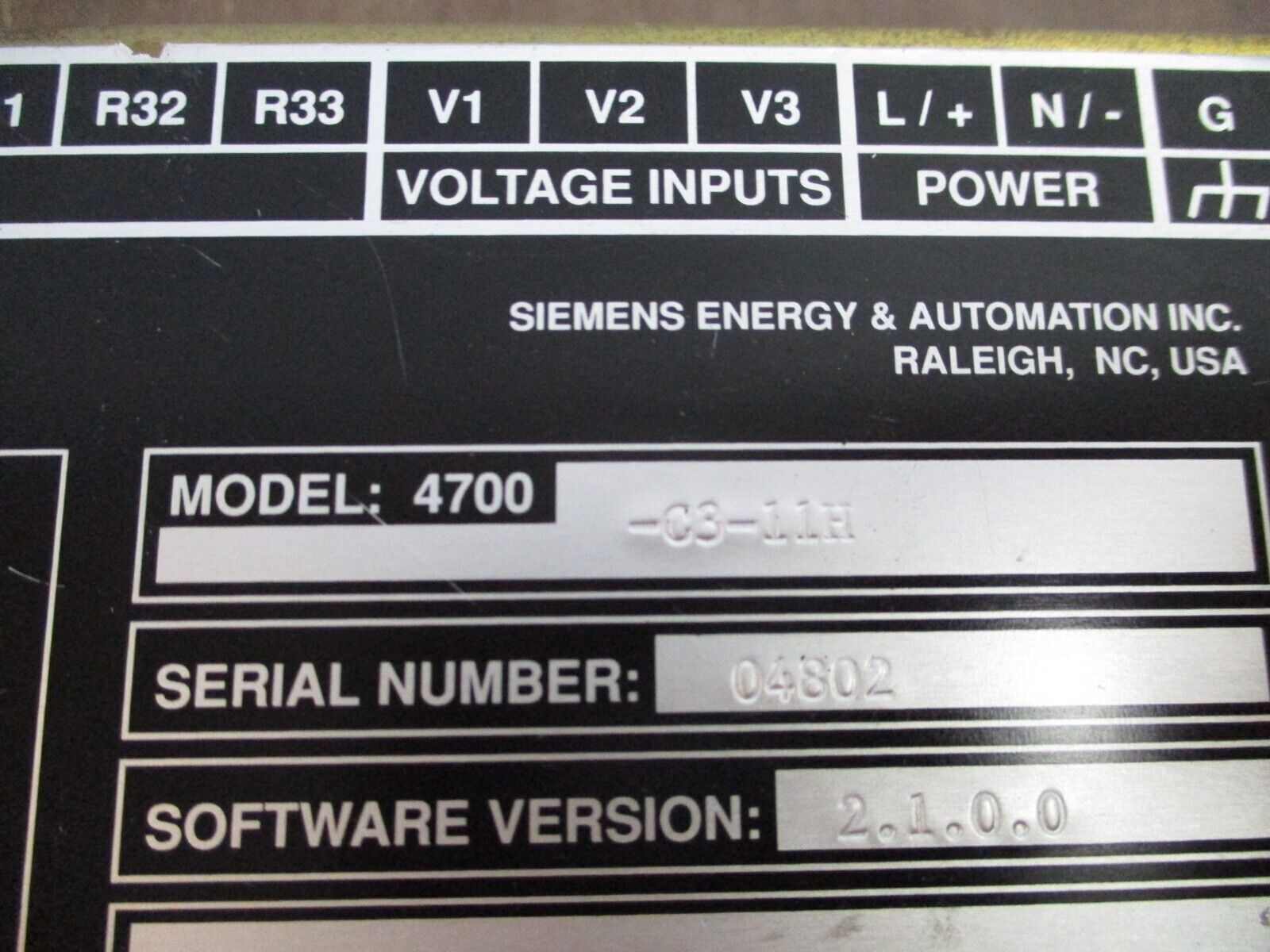 Siemens Power Meter 4700-C3-11H S/W Ver: 2.1.00 Used