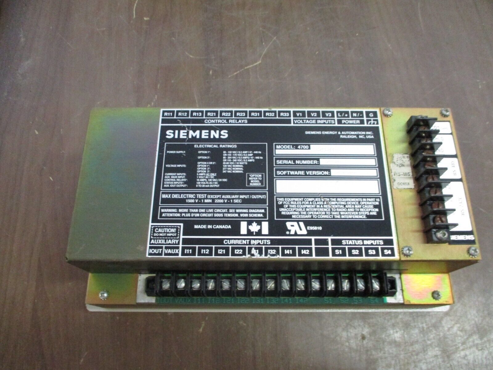 Siemens Power Meter 4700-C3-11H S/W Ver: 2.1.00 Used