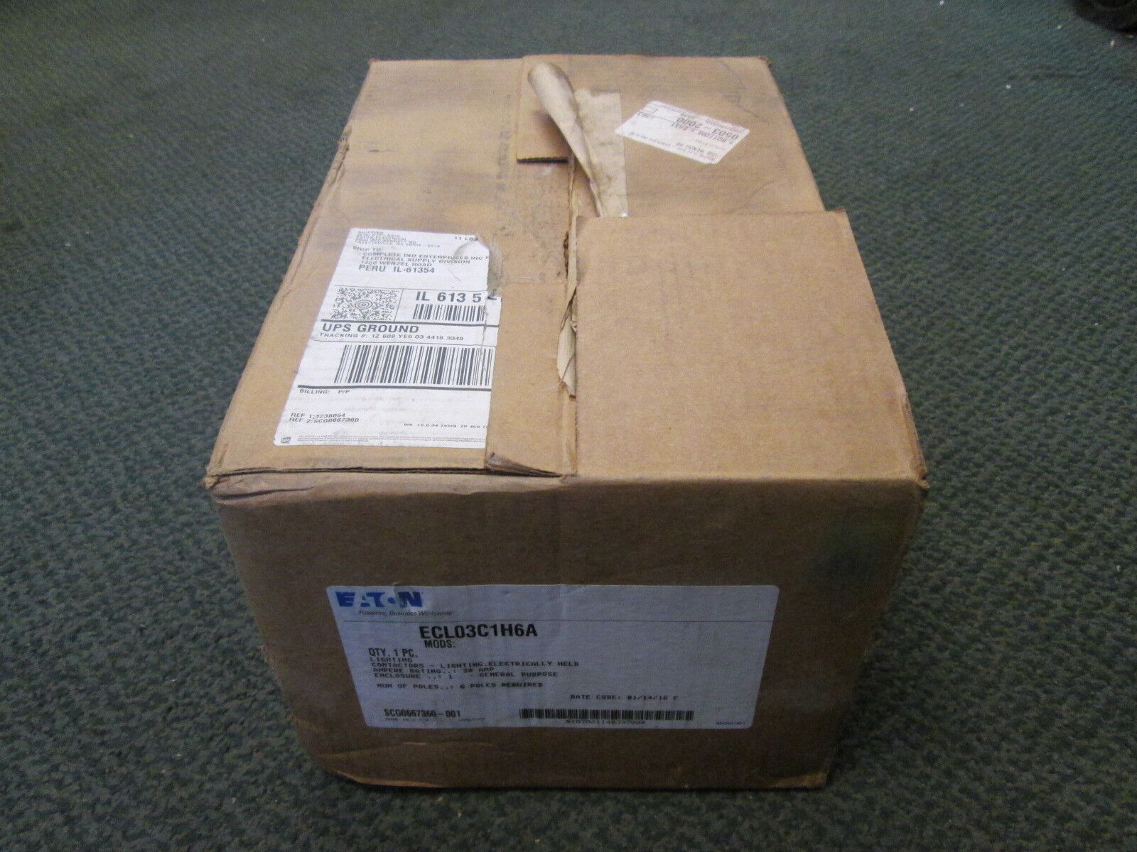 Eaton Enclosed Lighting Contator ECL03C1H6A 30A Type 1 Enclosure 6P New Surplus