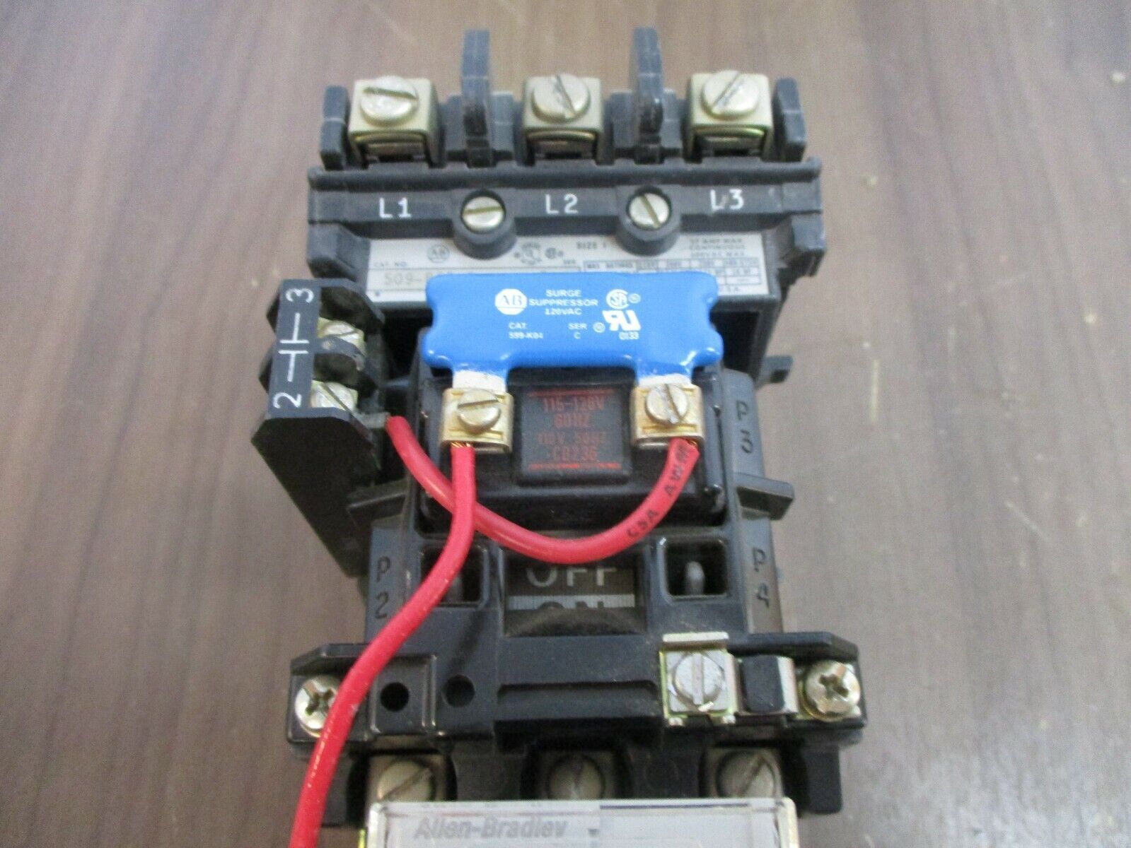 Allen-Bradley Size 1 Starter 509-BOD-7 Ser. B 592-EECC Overload 120V Coil Used