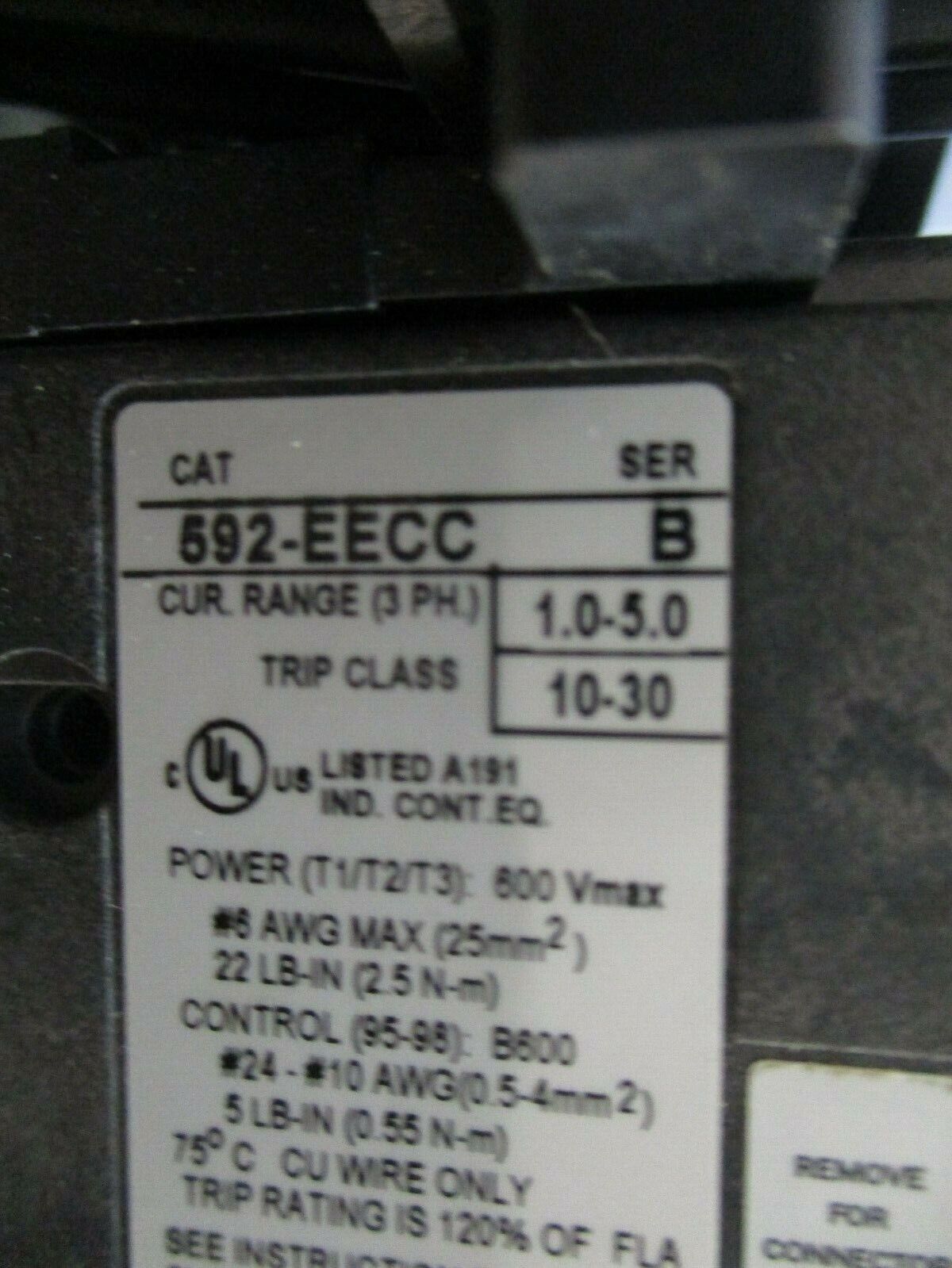Allen-Bradley Size 1 Starter 509-BOD-7 Ser. B 592-EECC Overload 120V Coil Used