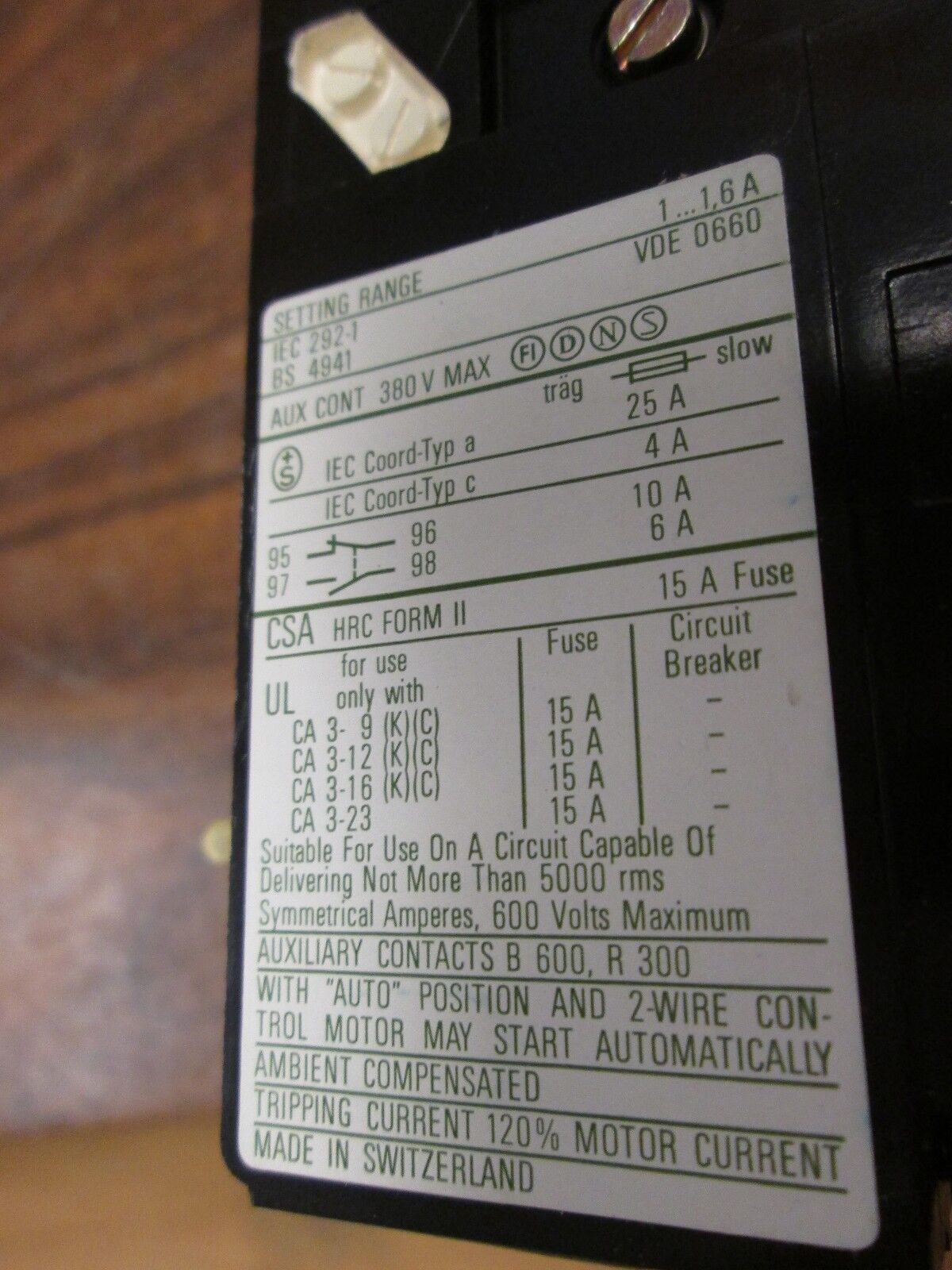 Sprecher + Schuh Solid State Overload Relay CT 3-12 Box of 10 1-1.6A range