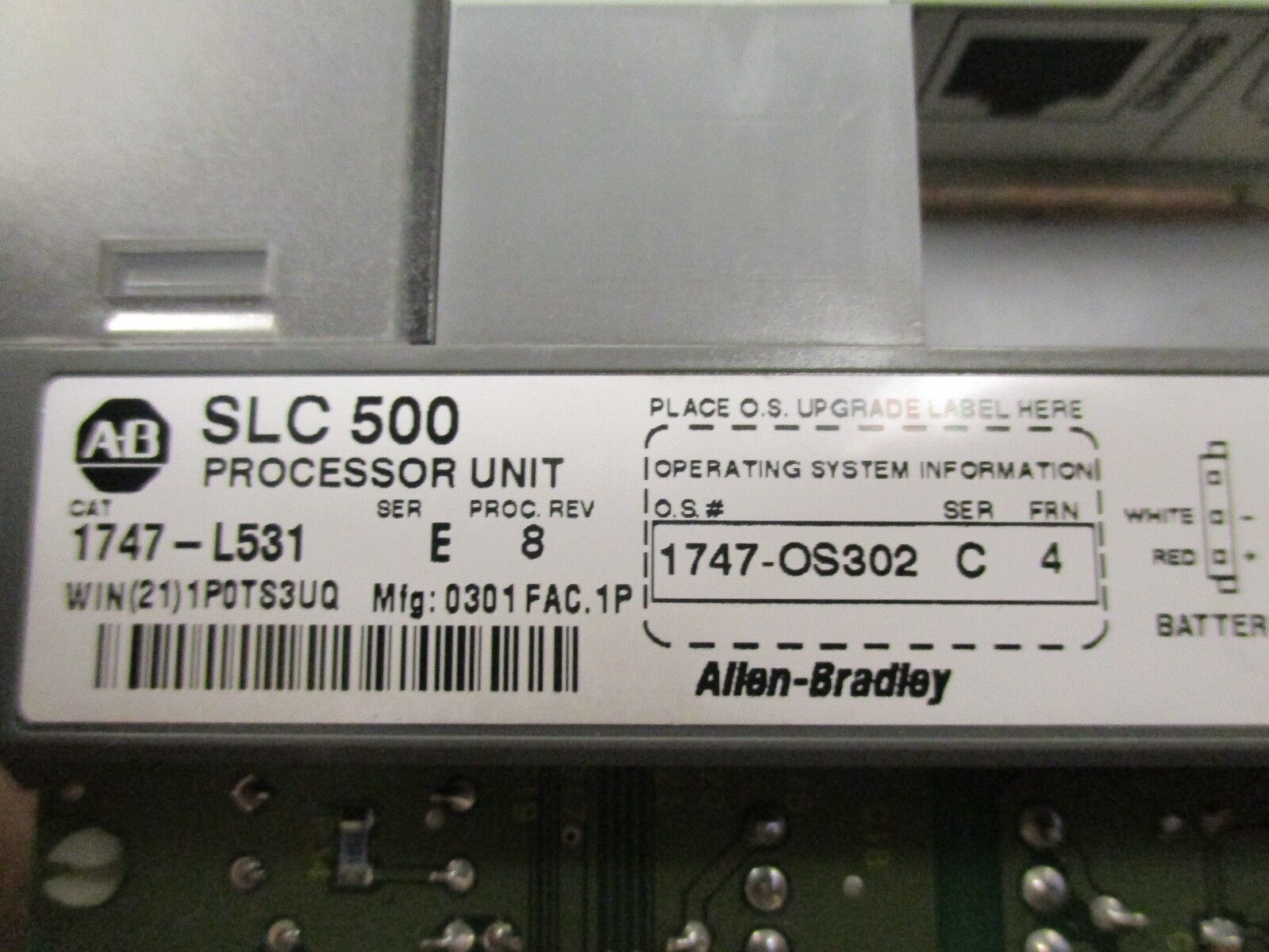 Allen-Bradley SLC 500 Processor Unit 1747-L531 Ser E Proc Rev 8 Used