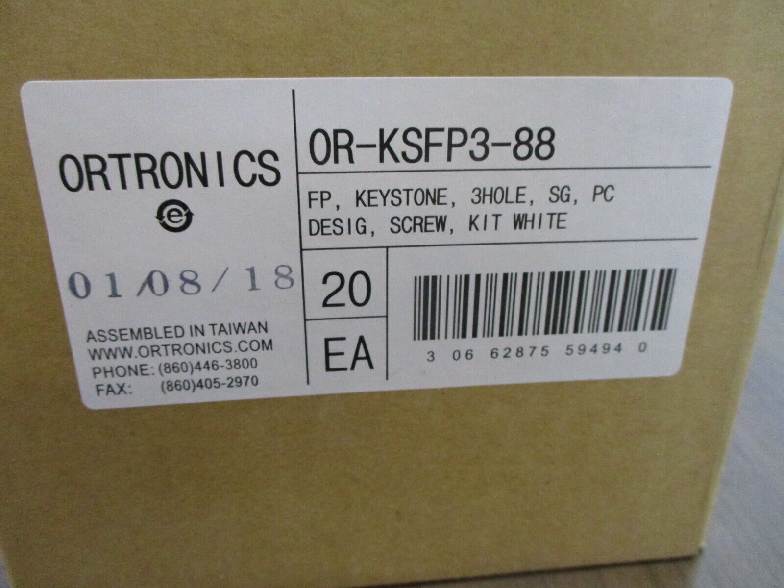 Ortronics Keystone Faceplate OR-KSFP3-88, 3-Hole White *Box of 14* New Surplus