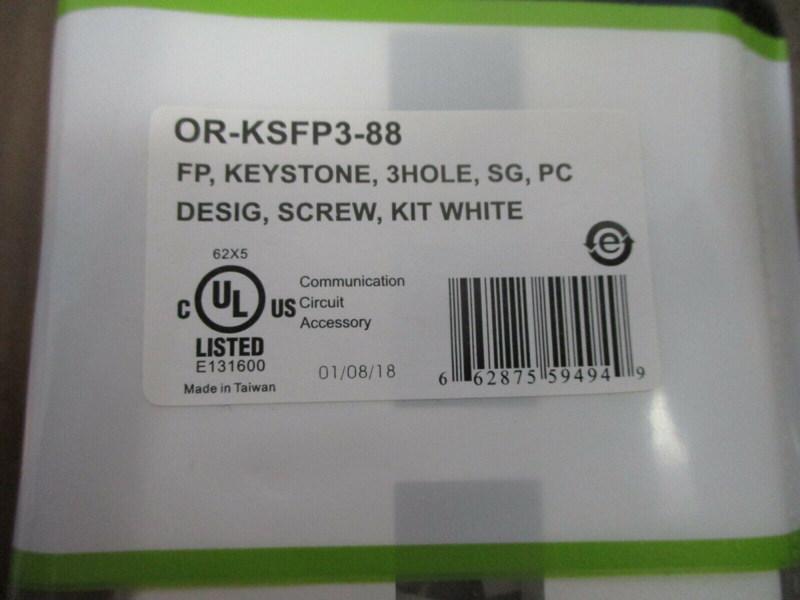 Ortronics Keystone Faceplate OR-KSFP3-88, 3-Hole White *Box of 14* New Surplus