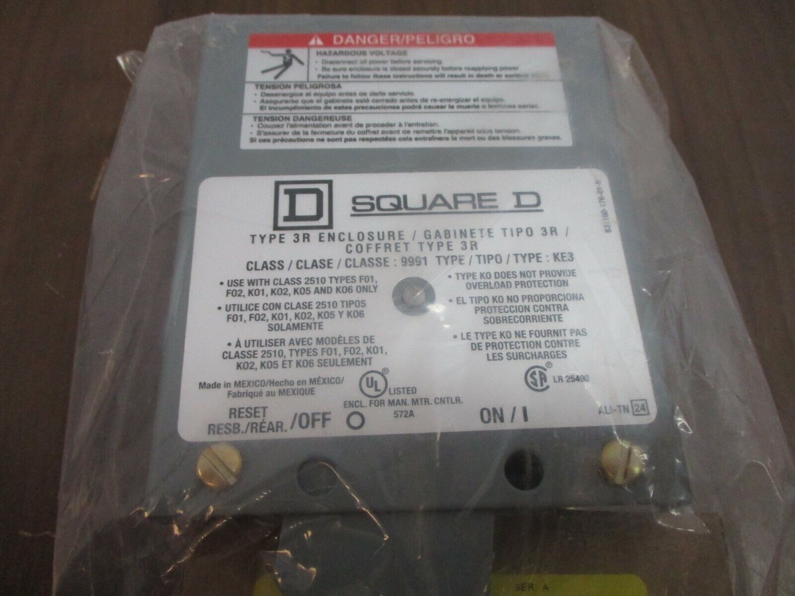 Square D Manual Starter w/ 3R Enclosure 2510KO1 30A 9991 KE3 Enclosure