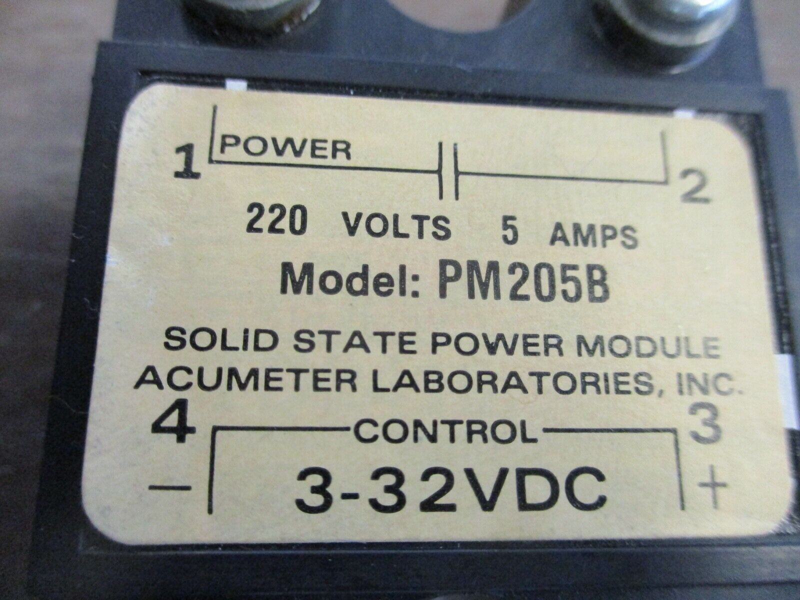 Harrel Solid State Power Module PM205B 220V 5A Control: 3-32VDC Used