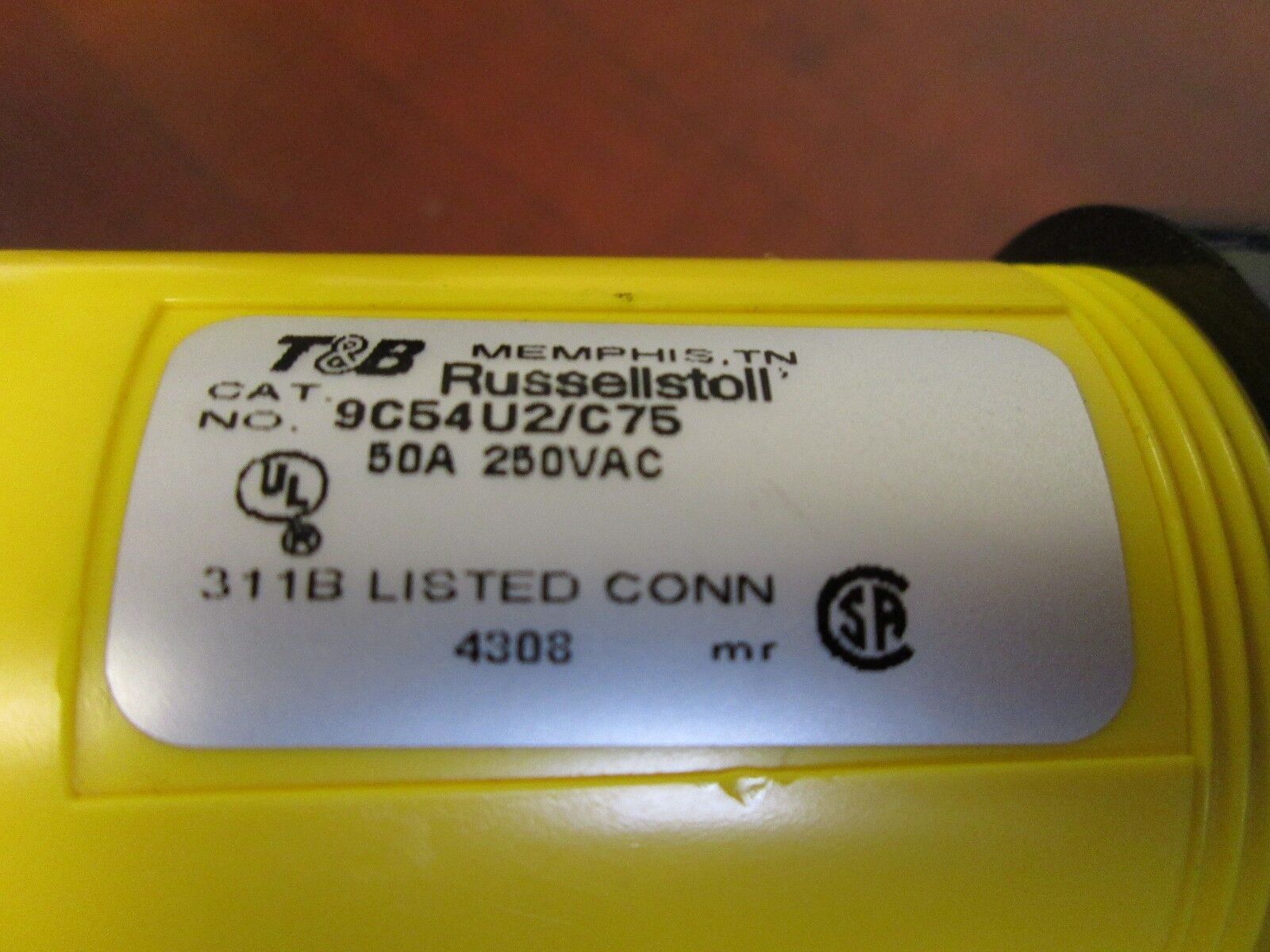 Thomas & Betts Receptacle 9C54U2 50A 250V Used