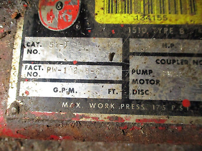 Bell & Gossett 1510 Type B Pump 51-T DD 1.5HP 1725RPM 3Ph Used