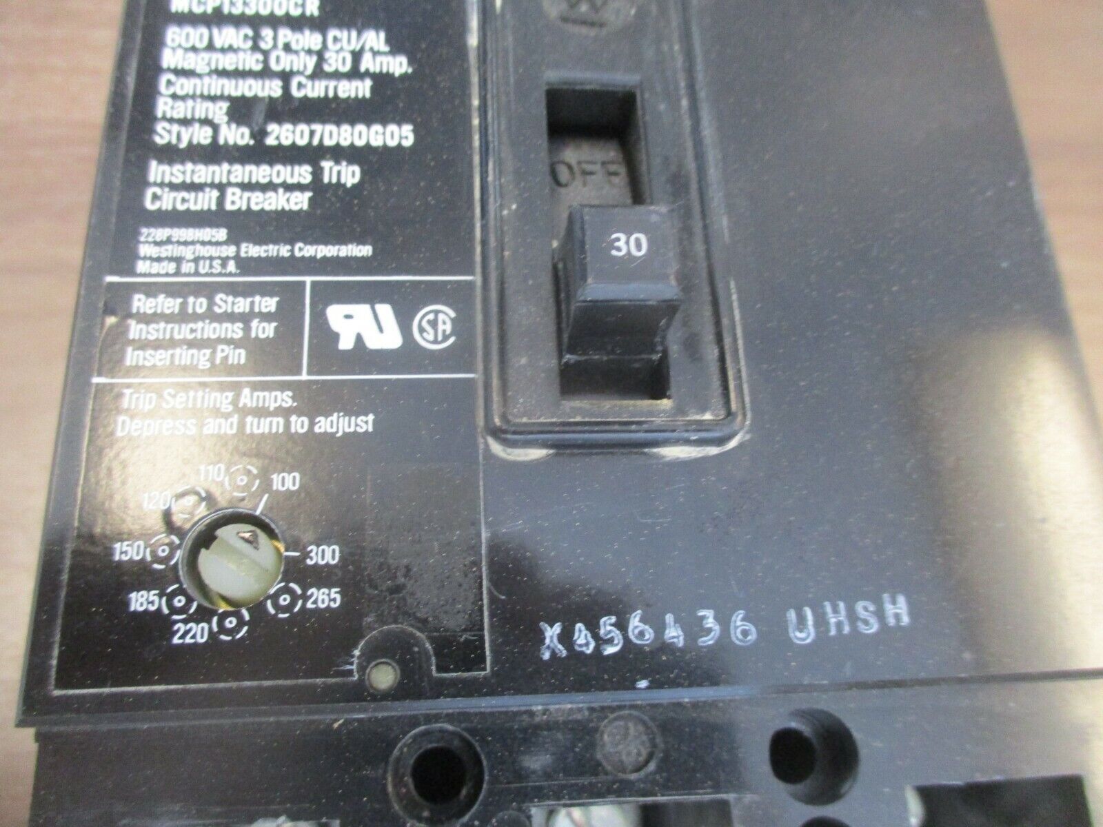 Westinghouse Circuit Breaker MCP13300CR 30A 600V 3P Used