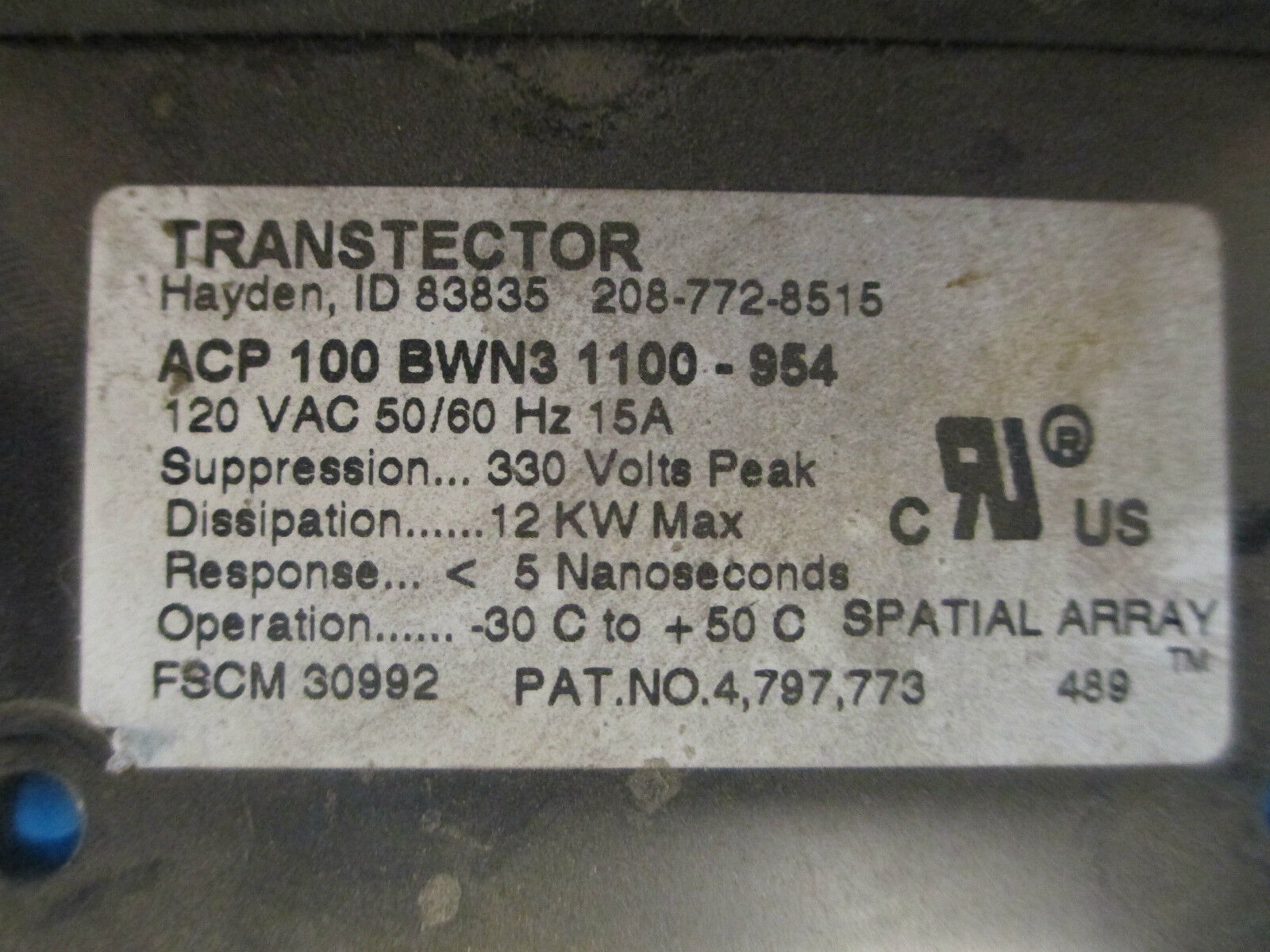 Transtector ACP 100BWN3 1100-954, 15A 120V