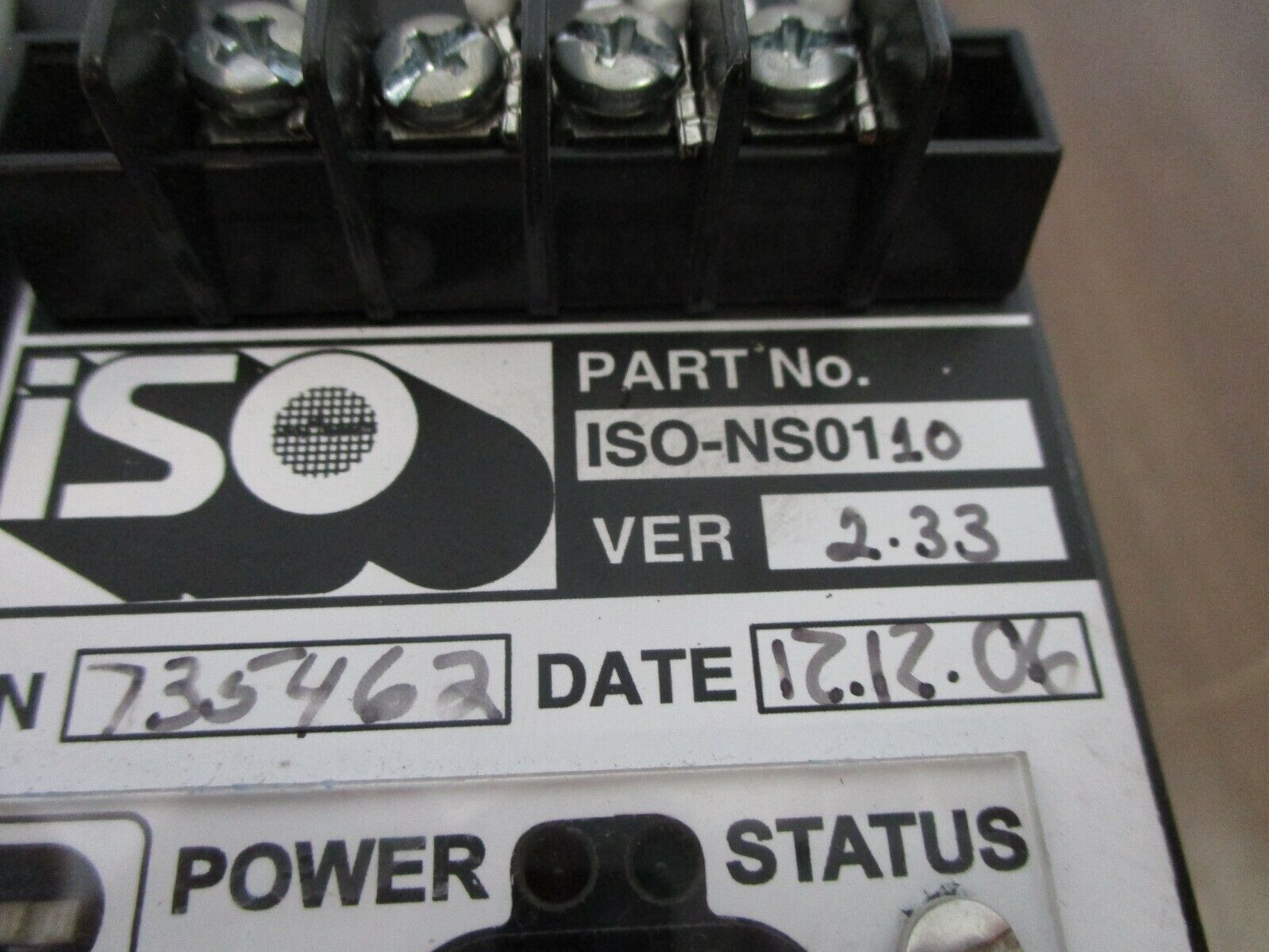 ISO Power Lynx Transducer ISO-NS0110 Ver. 2.33 20-280VSC 55-200VAC 50/60Hz 3Ph