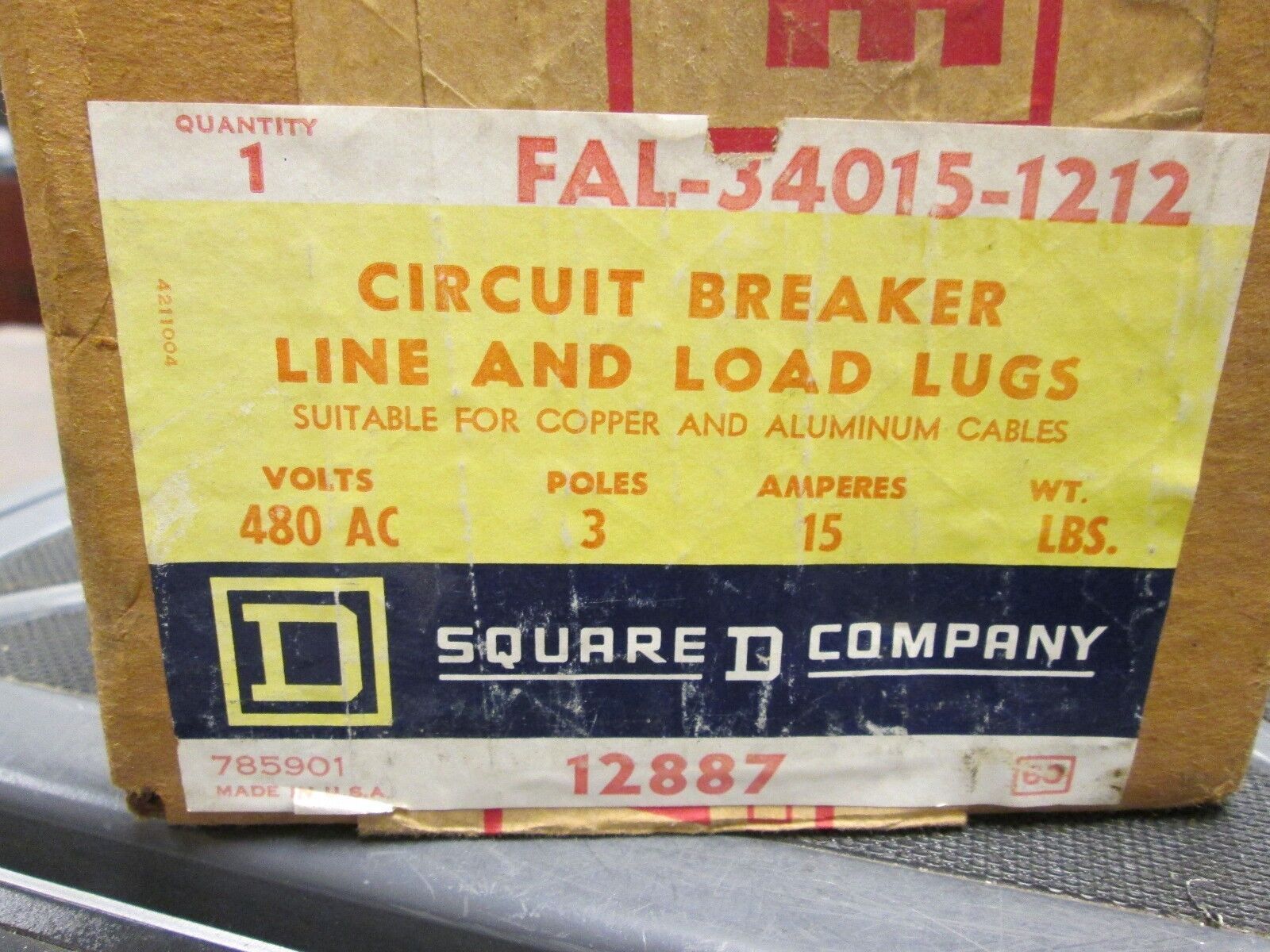 Square D Circuit Breaker FAL34015 15A 480V 3P Lug-lug