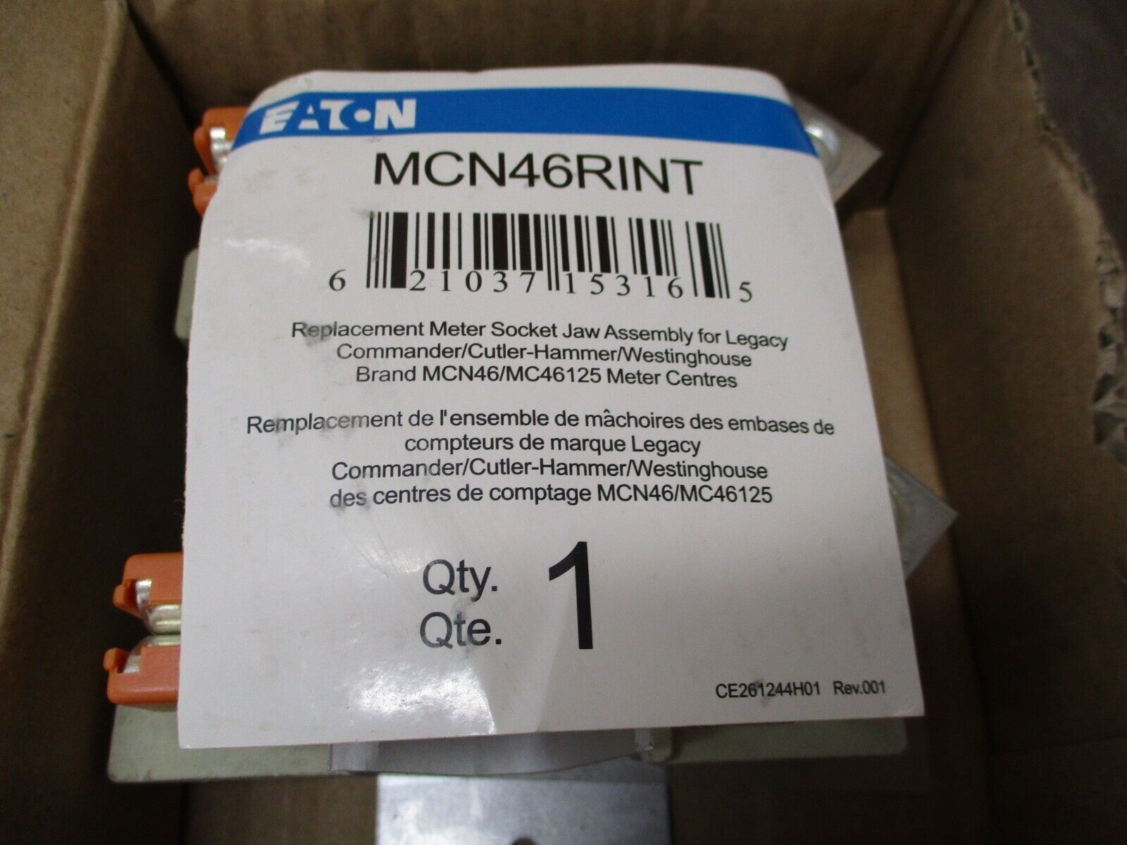 Eaton Replacement Meter Socket Jaw Assembly MCN46RINT, New Surplus