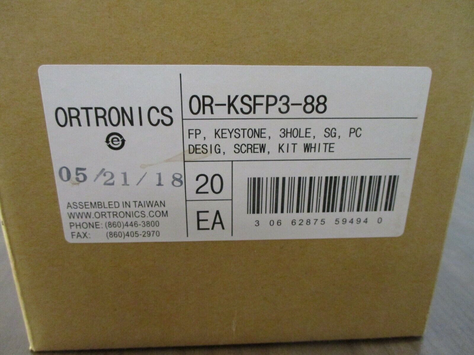 Ortronics Keystone Faceplate OR-KSFP3-88, 3-Hole White *Box of 20* New Surplus