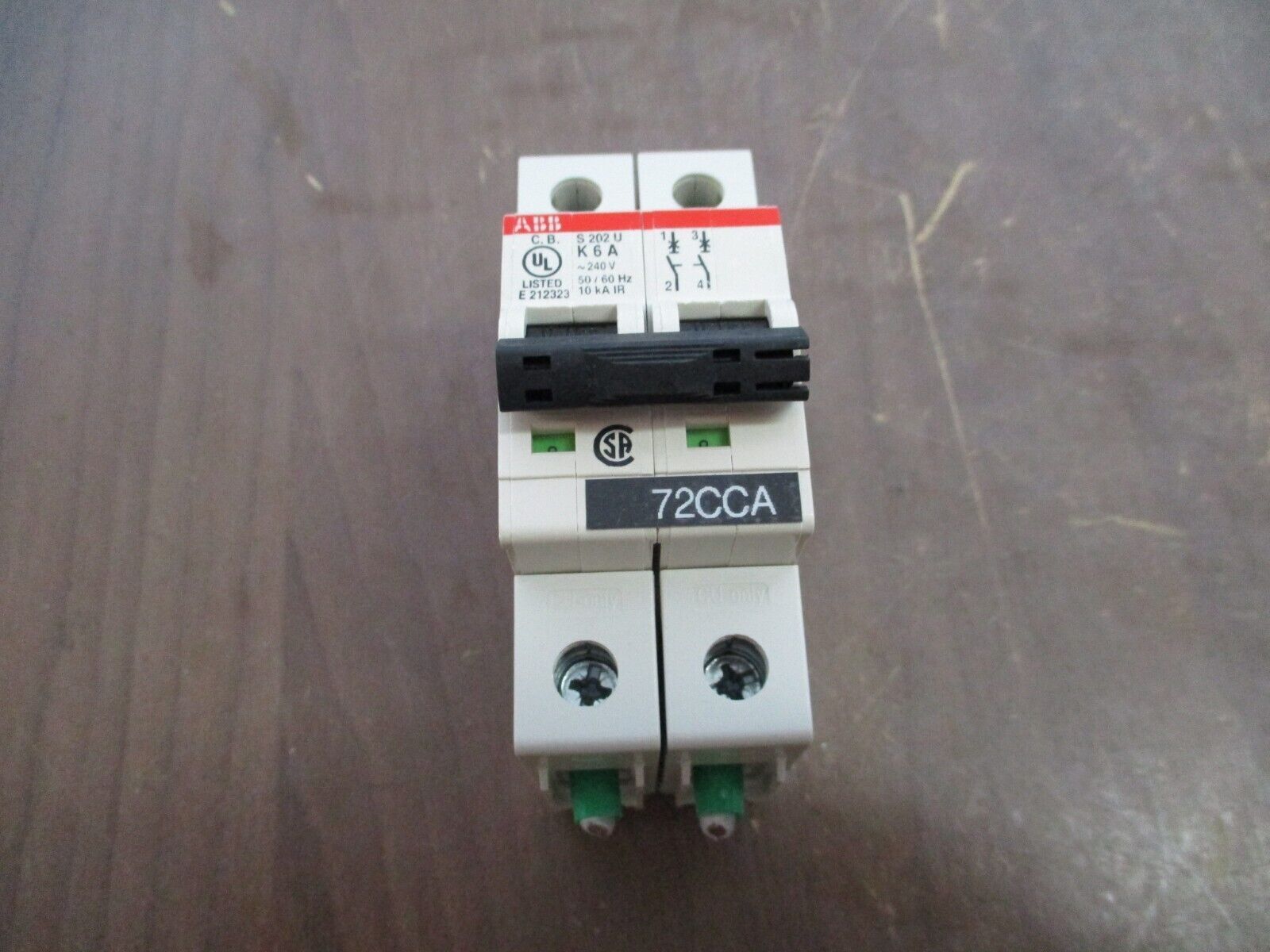 ABB Circuit Breaker S202UK6A 6A 240V 2P *Missing (1) DIN Rail Mount* Used