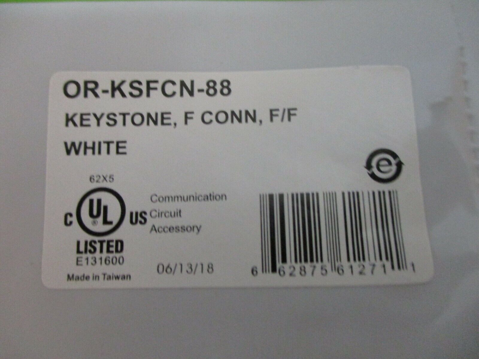 Ortronics Keystone F-Connector Module OR-KSFCN-88 White *Box of 10* New Surplus