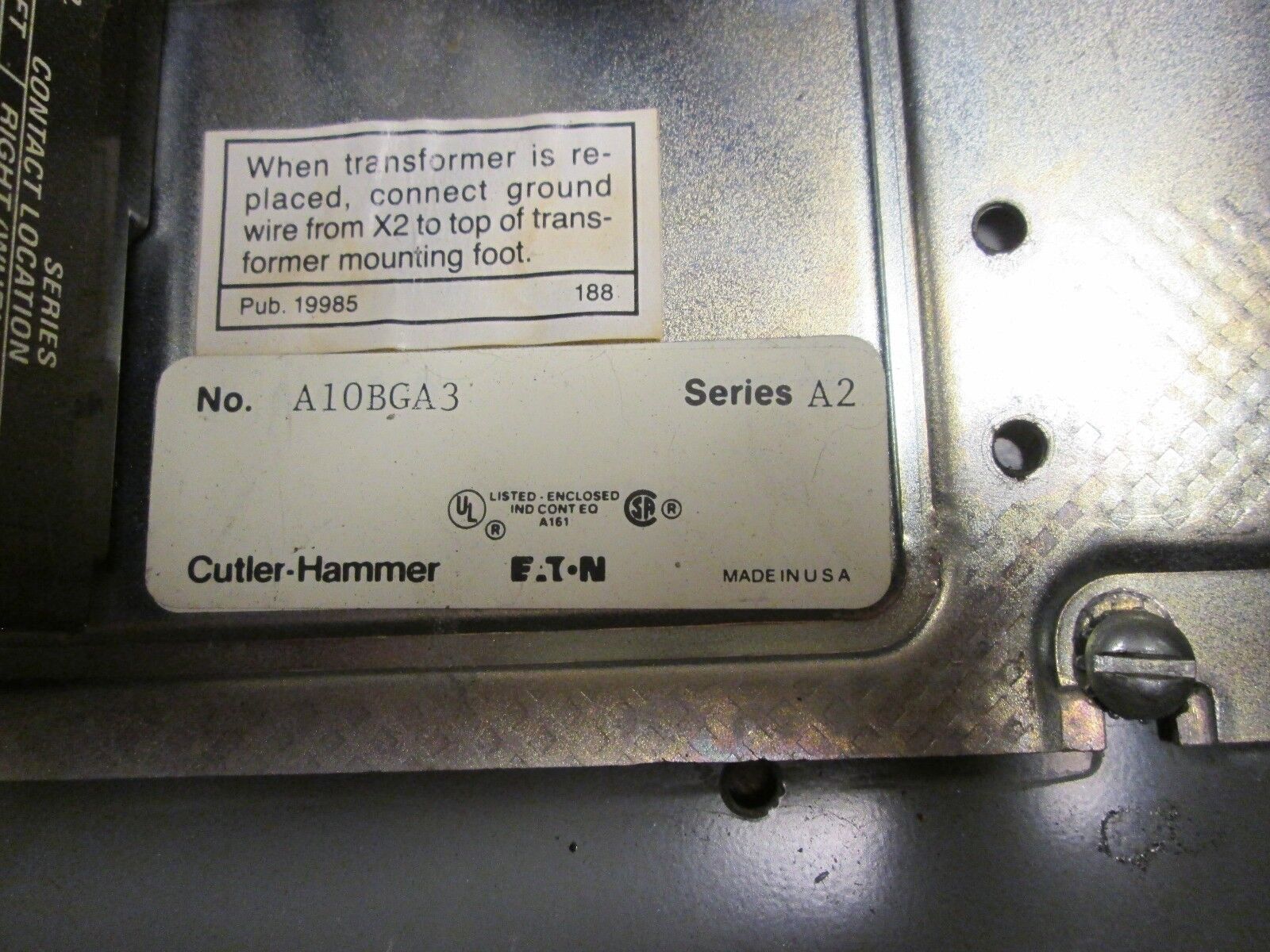 Cutler-Hammer Enclosed Starter A10BN0 Size 0 120V Coil Used