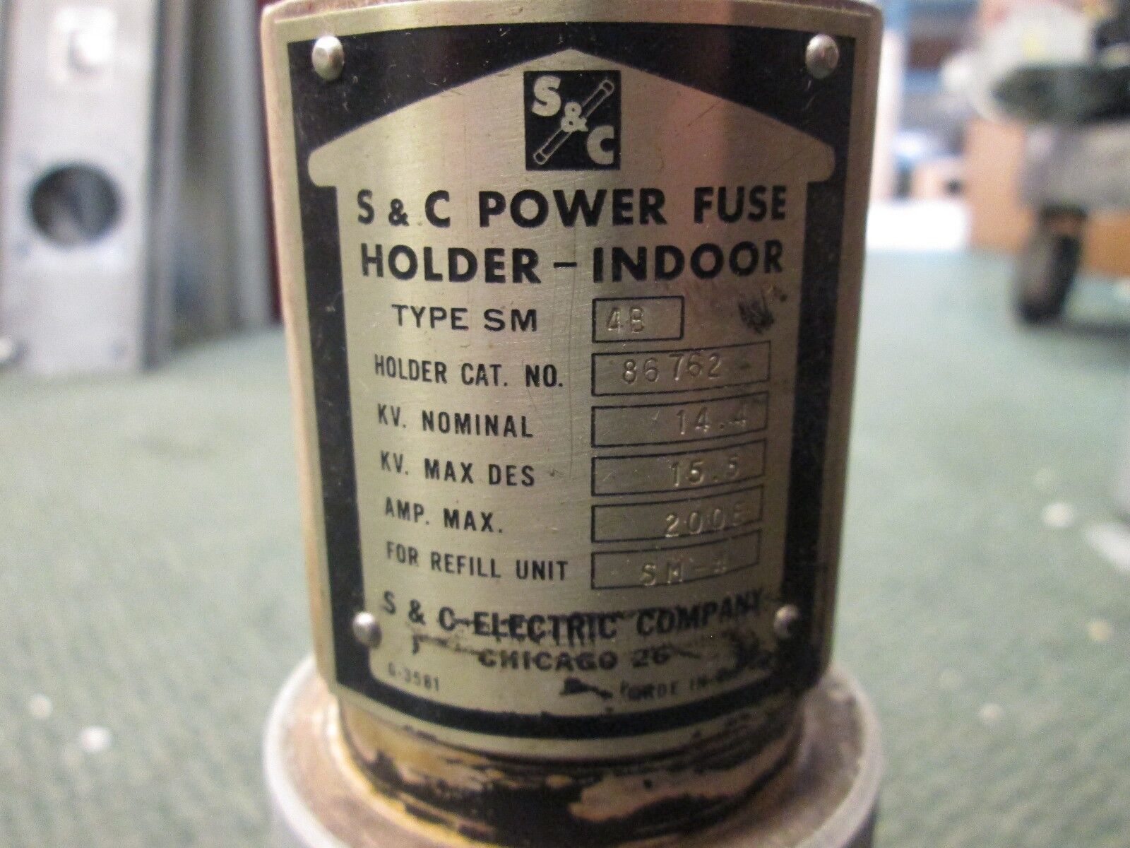 S & C SM-4B Medium Voltage Fuse 86762 200E 14.4KV 125E Refill Used