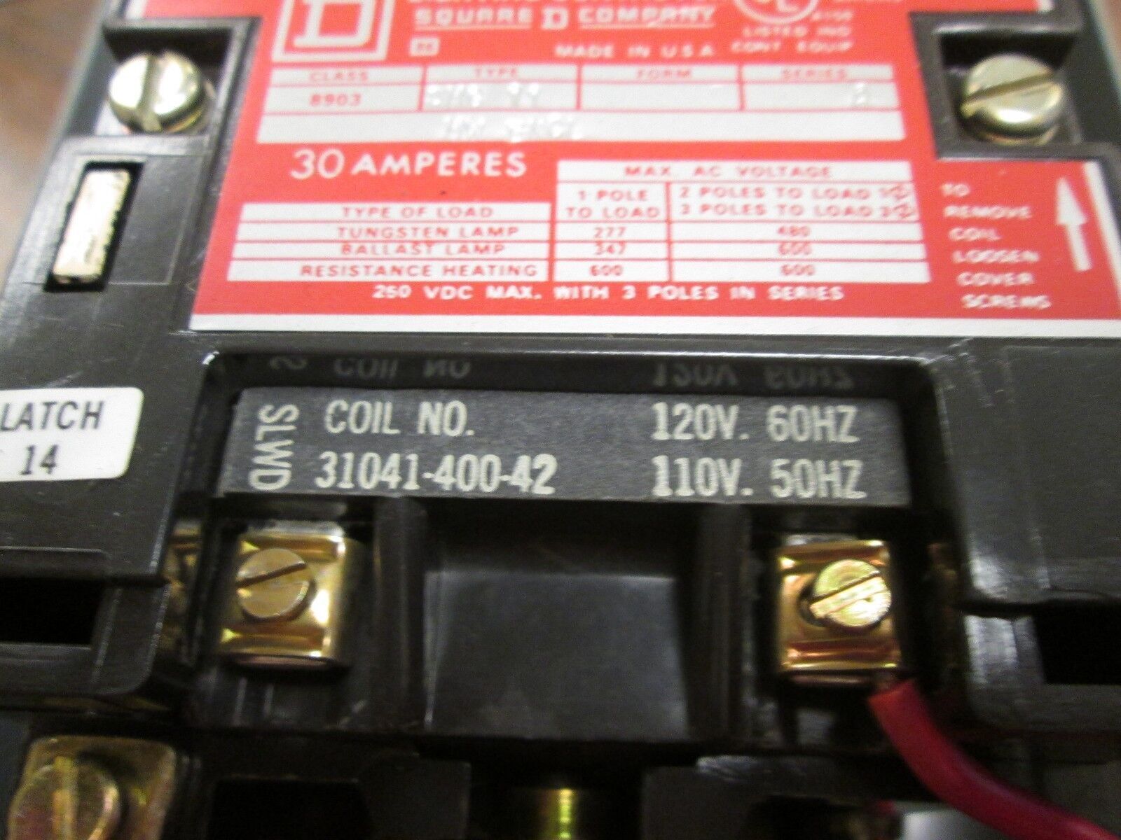 Square D Enclosed Lighting Contactor 8903 SMG 11 30A 120V Coil Used