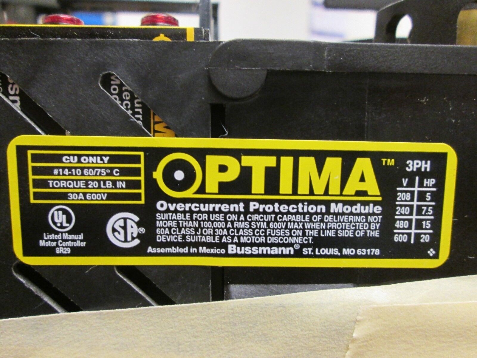 Bussmann Optima Overcurrent Protection Module OPM-SW 30A 600V Lot of 2 Used