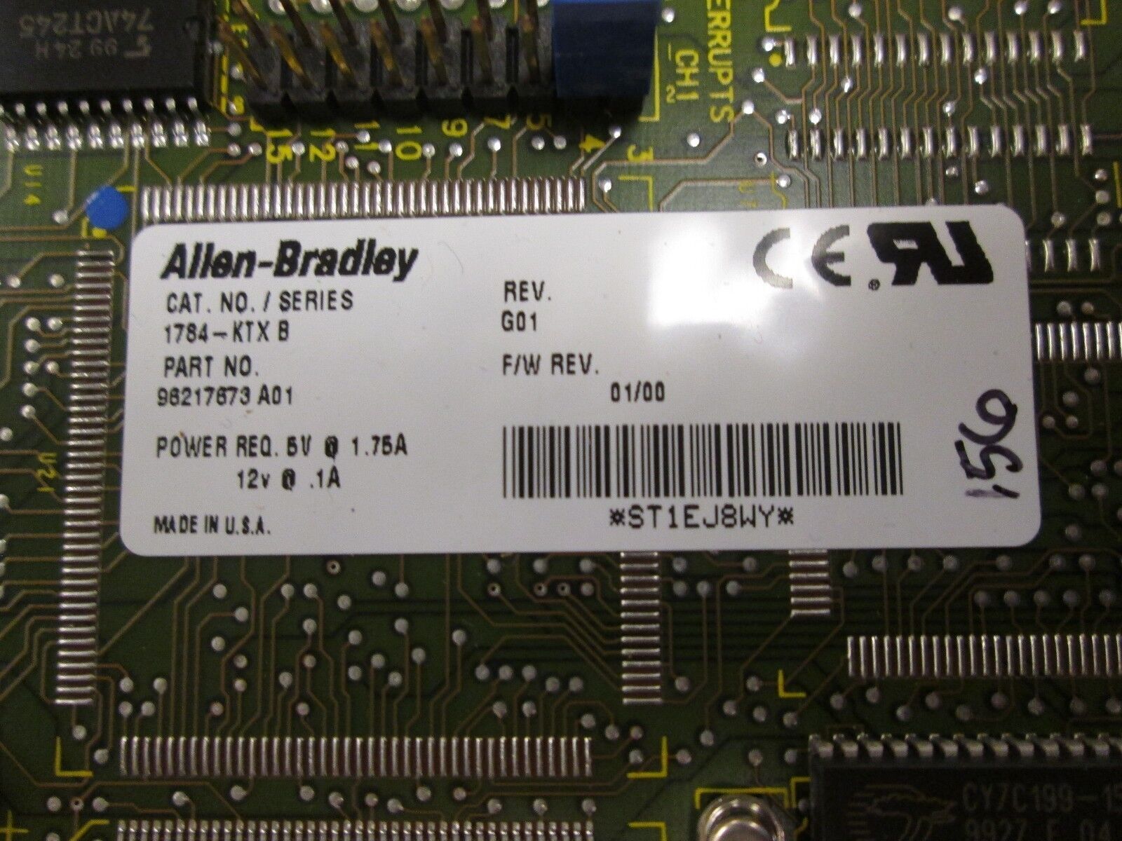 Allen-Bradley Comm ISA Card 1784-KTX B Rev G01 F/W Rev 01/00 New Surplus
