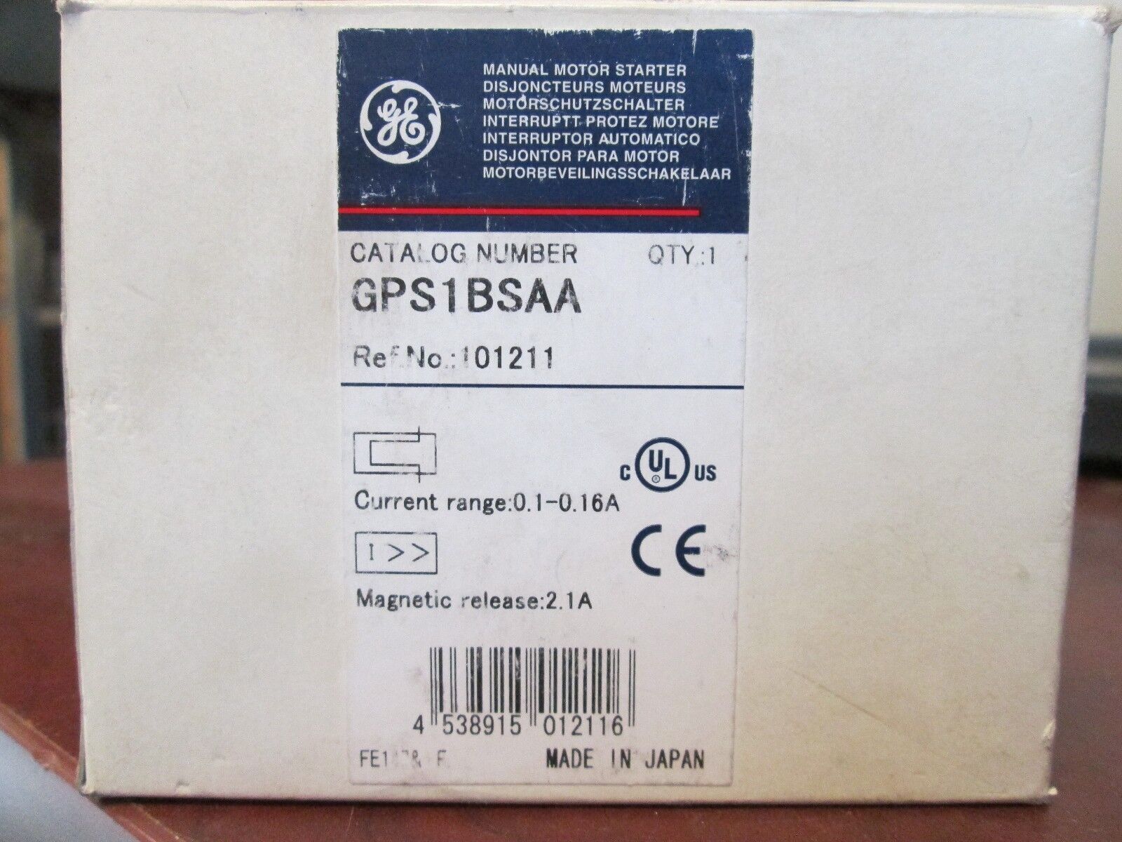 GE Manual Motor Starter GPS1BSAA .1-.16A Range New Surplus