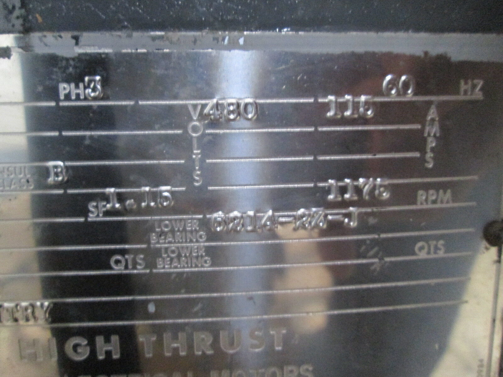 US Motors Vertical Solid Shaft AC Motor D-7005975 100HP 1200RPM FR:444T 480V