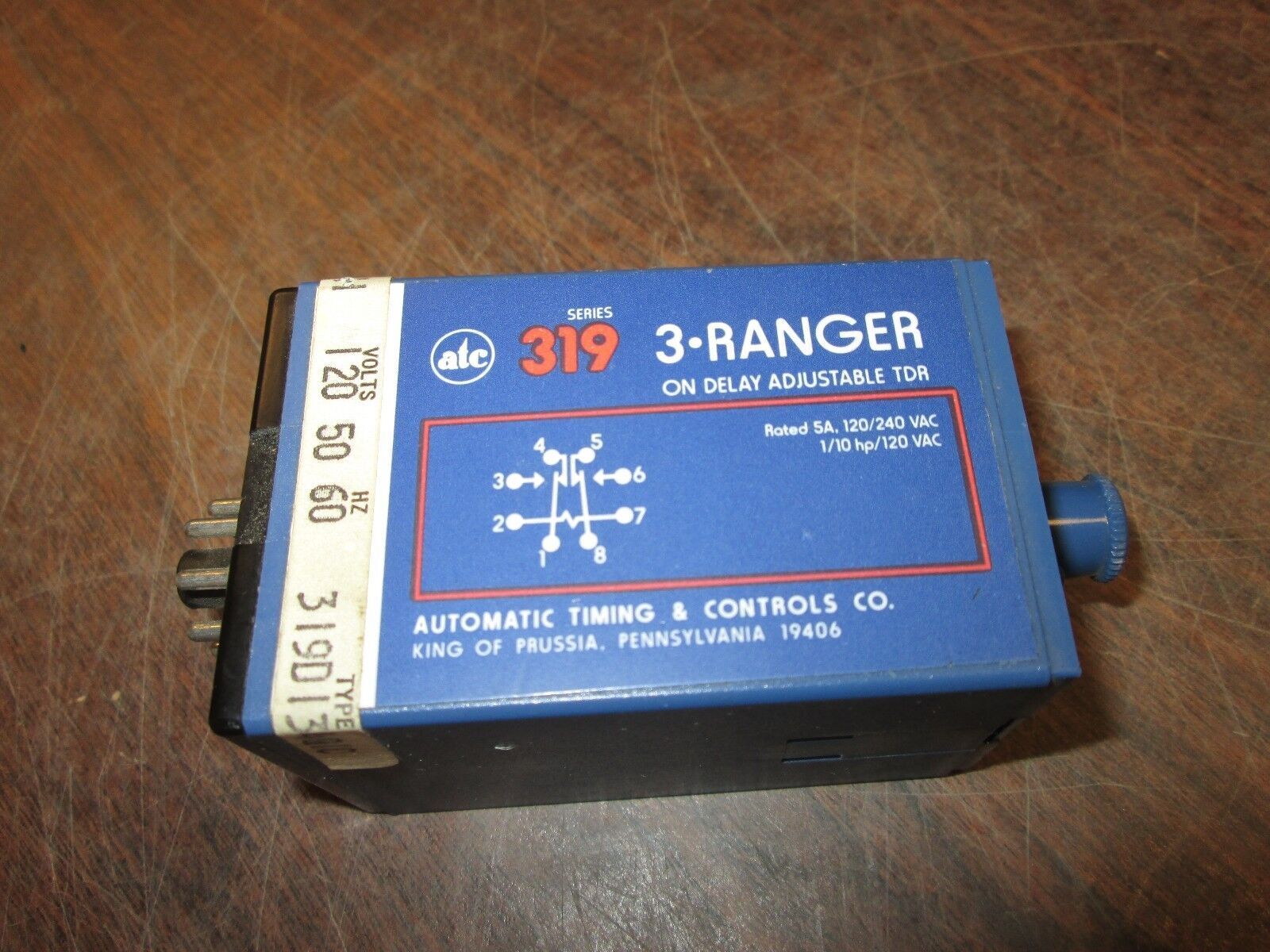 ATC 3-Ranger Time Delay Relay 319D134Q1C 120V 50/60Hz Used