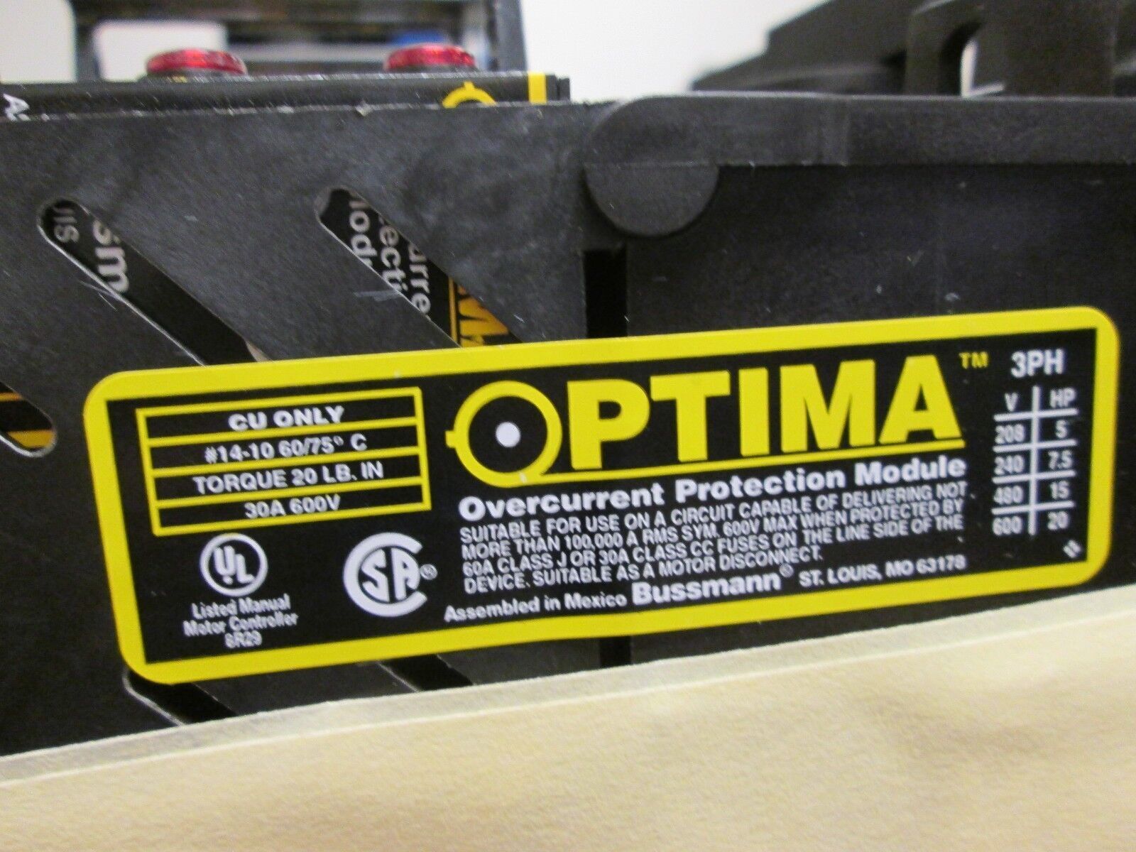 Bussmann Optima Overcurrent Protection Module OPM-SW 30A 600V Lot of 3 Used