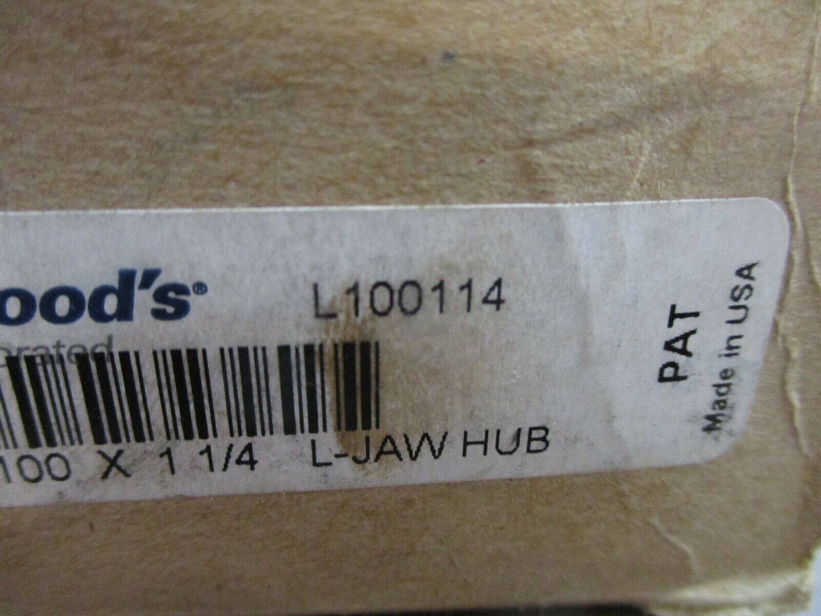 TB Woods L-Jaw Hub L100114 L100 x 1 1/4 New Surplus