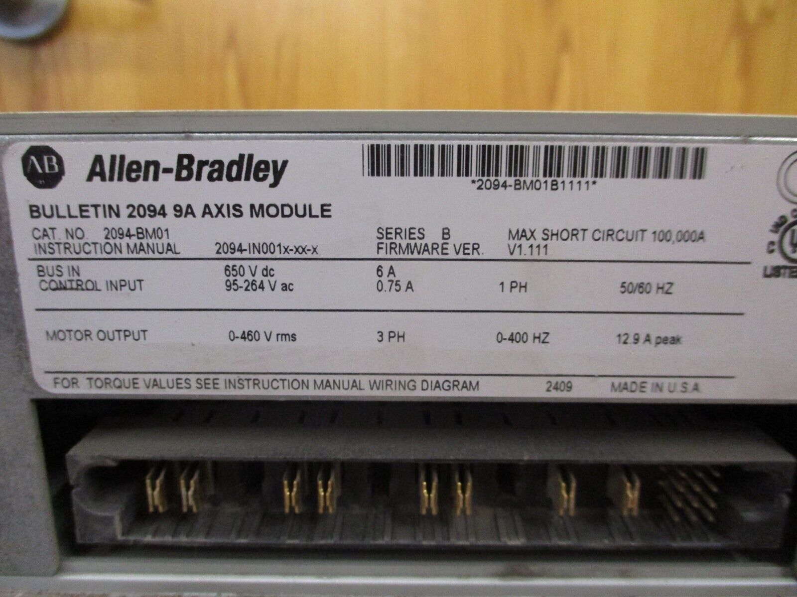 Allen-Bradley Kinetix 6000 Axis Module 2094-BM01 Ser. B F/W Ver. V1.111 Used
