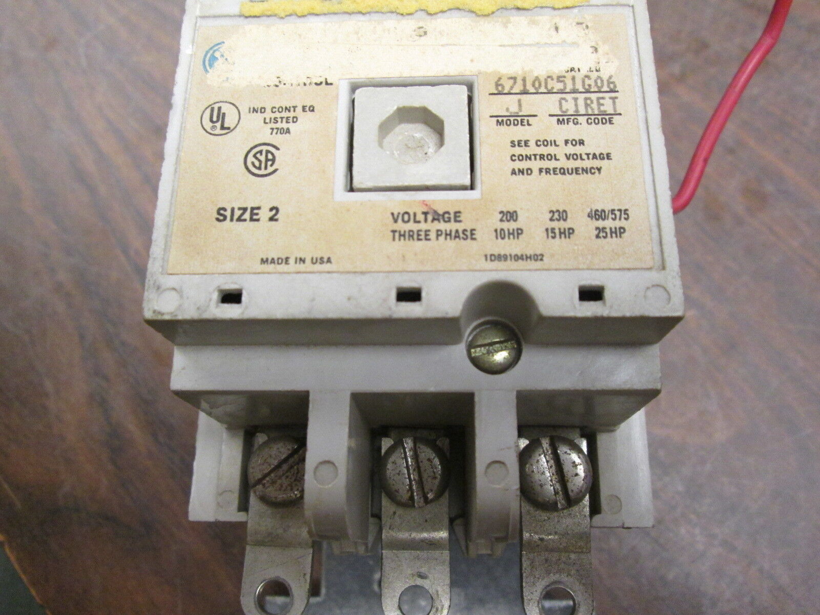 Westinghouse Size 2 Contactor 6710C51G06 120V Coil Used