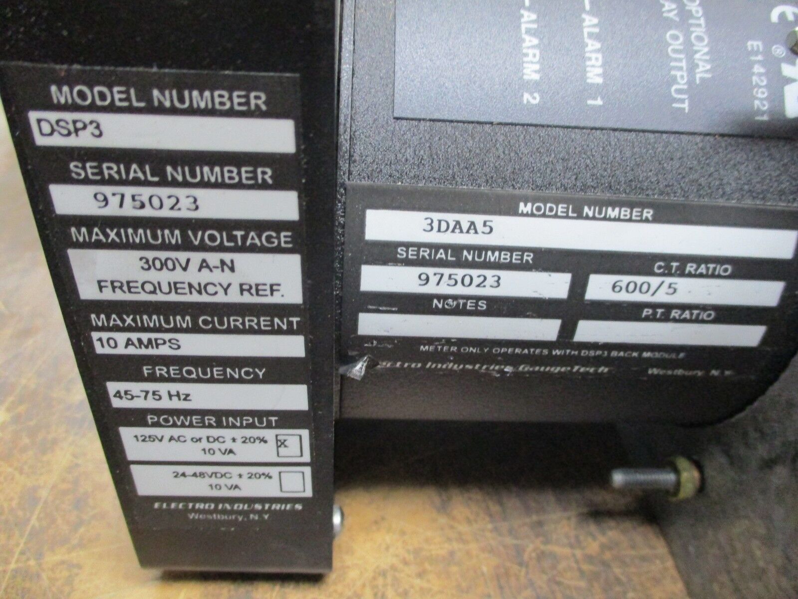 Electro Industries/Gauge Tech Power Monitor 3DAA5/DSP3 CT Ratio: 600/5 10A Used