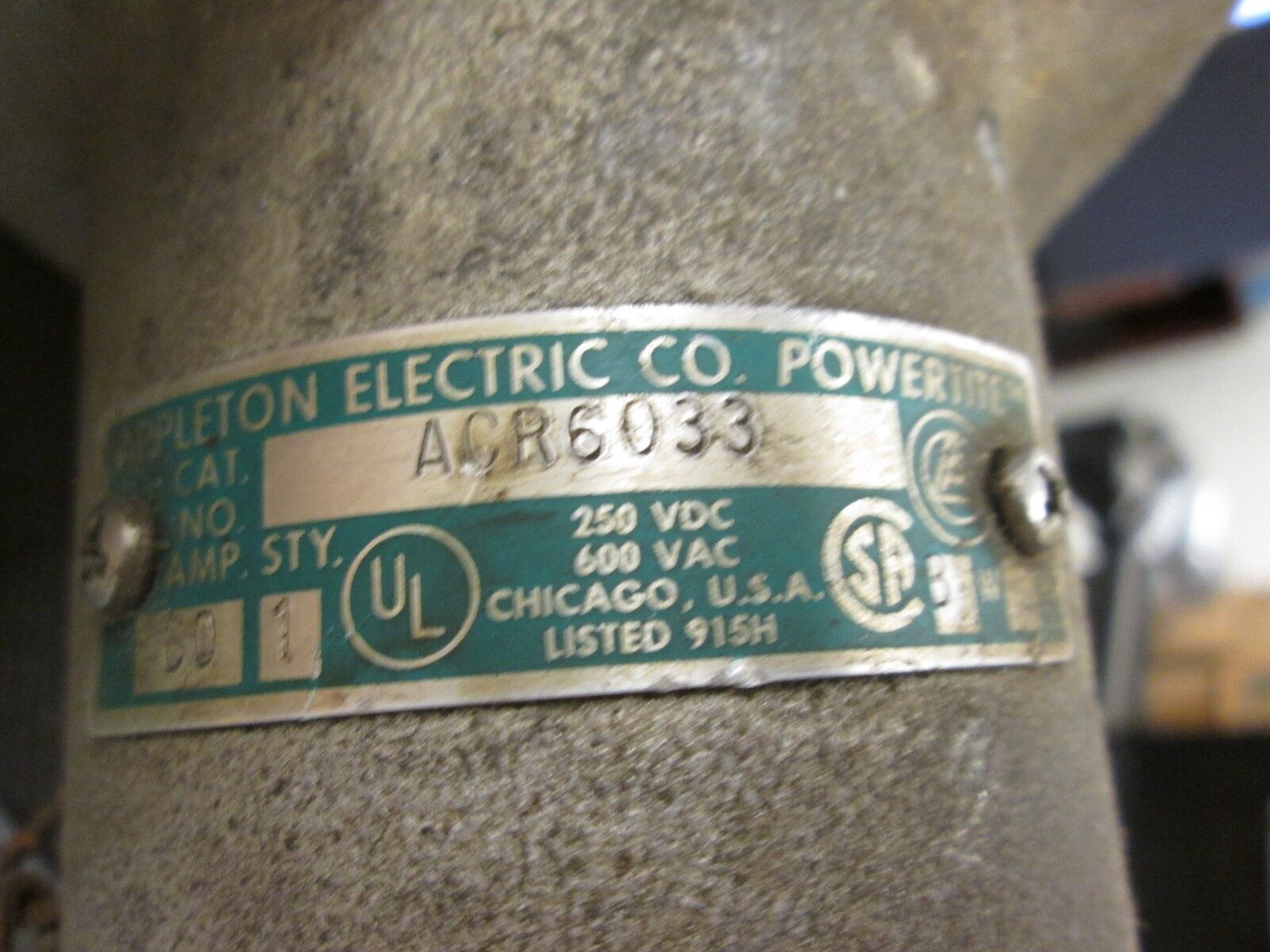 Appleton Receptacle w/ Base ACR6033 60A 600V 3P 3W Used
