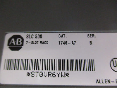 Allen-Bradley SLC 500 PLC Rack w/ Power Supply 1746-A7 / 1746-P2 7-Slot Used