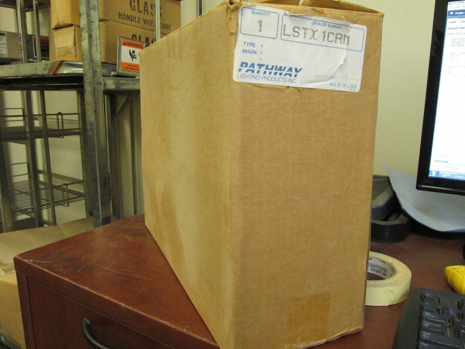 Pathway One Sided Exit Sign LSTX1CRM 120/277VAC Ceiling Mount New Surplus