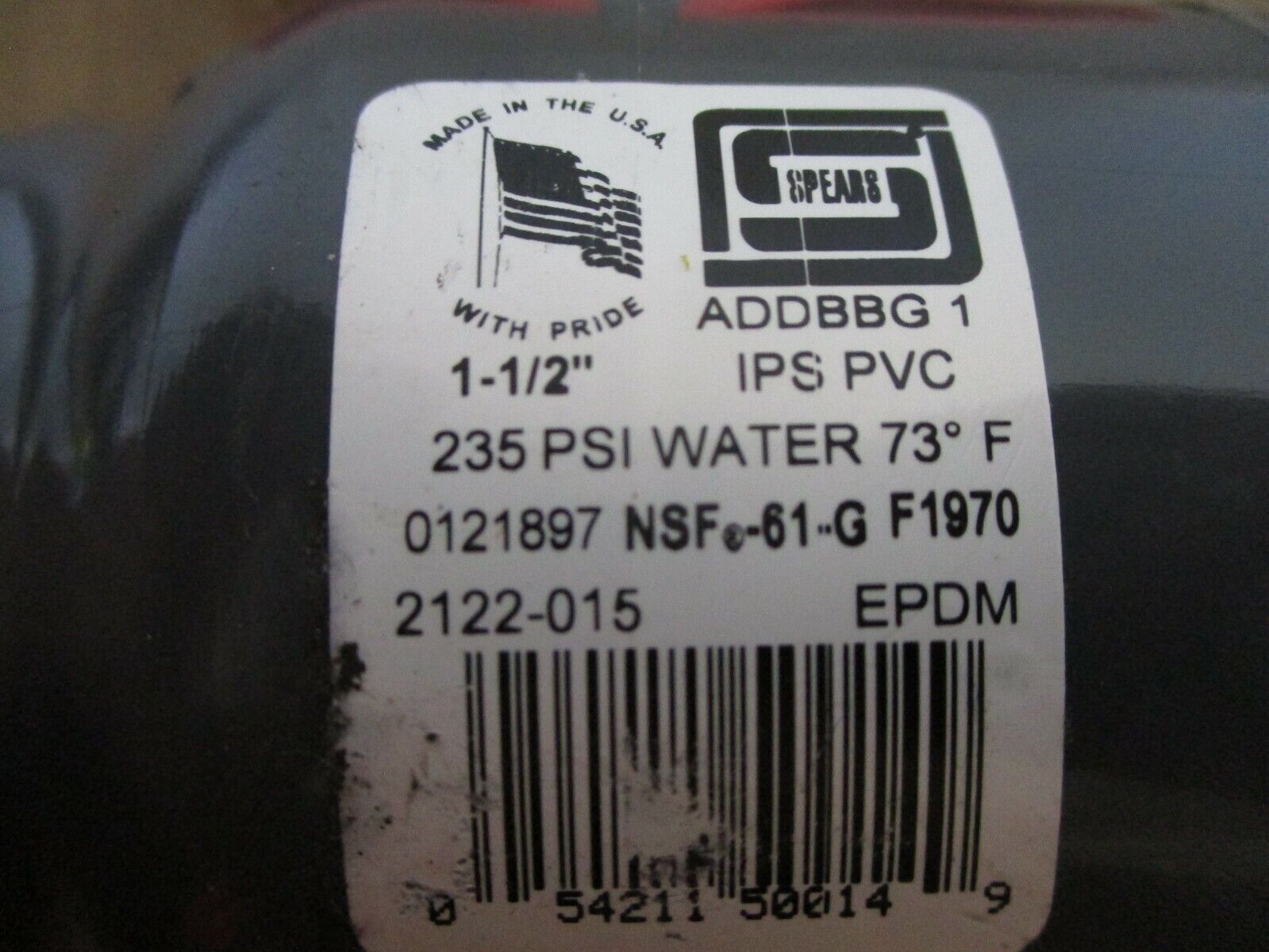Spears Ball Valve 2122-015 Size: 1.5" 235PSI Used