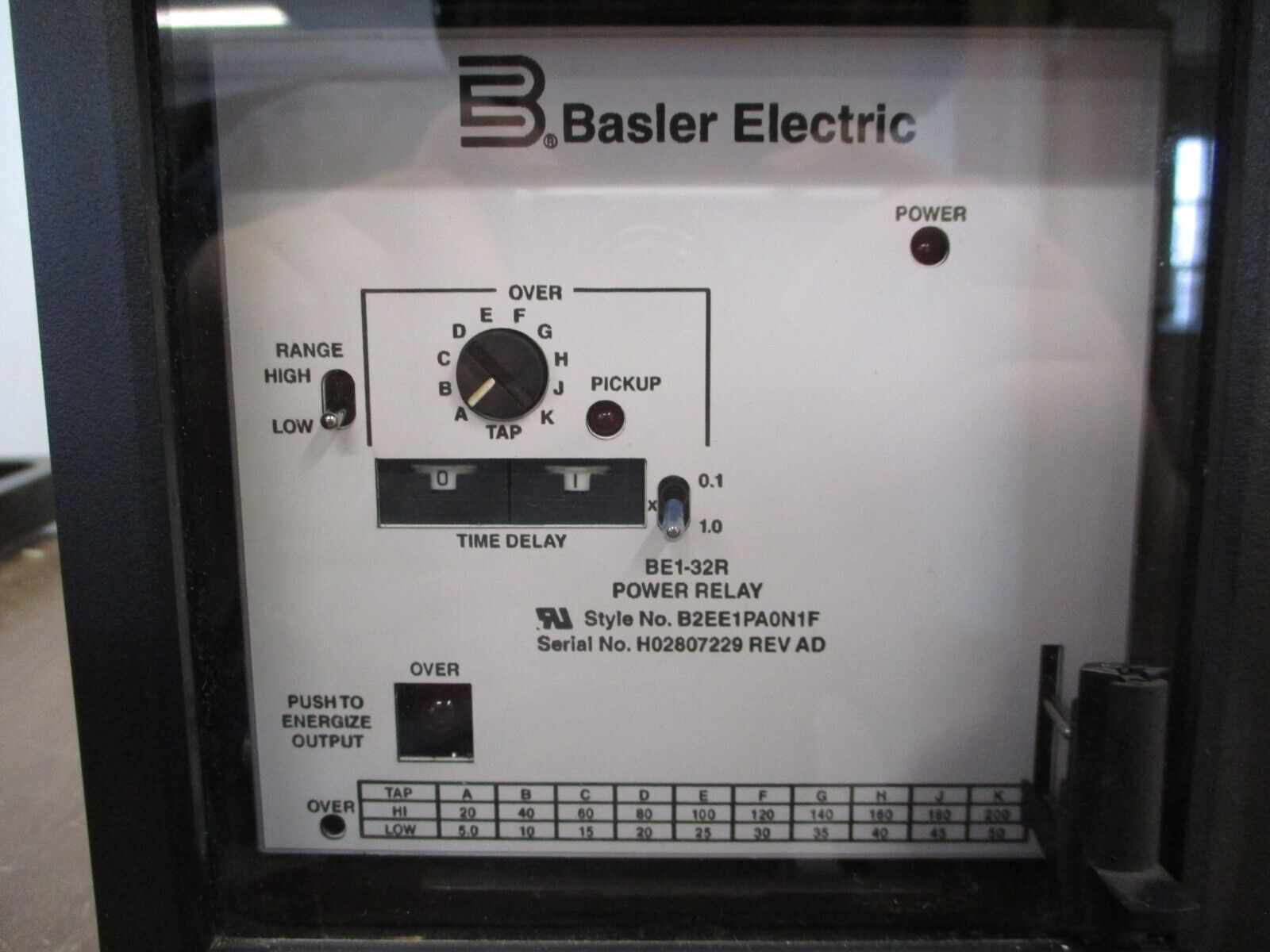 Basler Electric BE1-32R Power Relay B2EE1PA0N1F Rev. AD Used