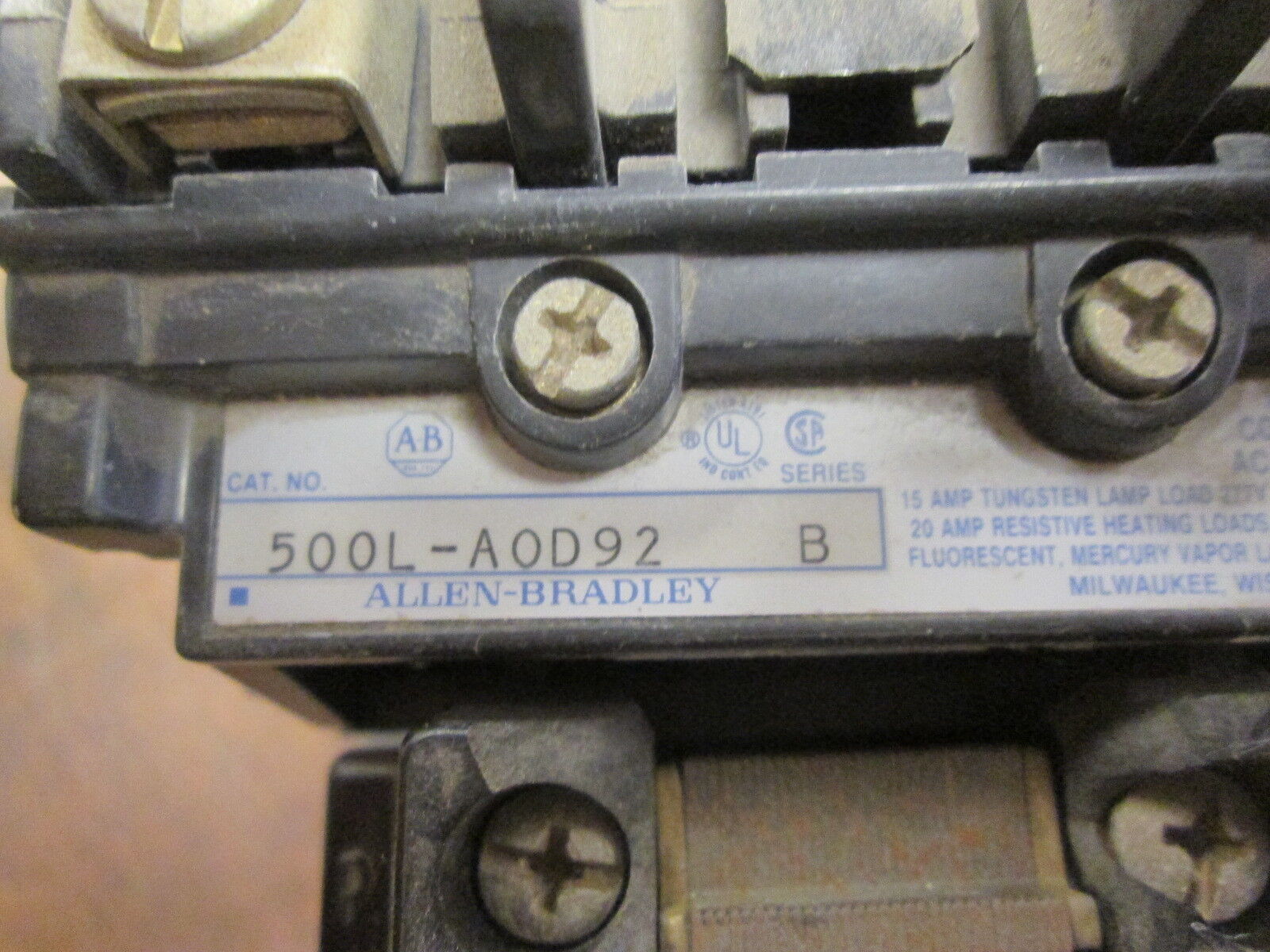 Allen-Bradley Contactor 500L-A0D92 15/20A 460-480V Coil Used