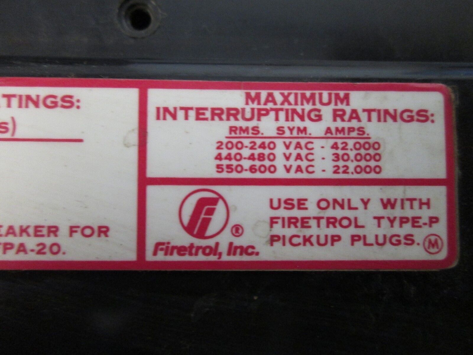 Firetrol Firepump Breaker FTA-801 FTA-P7 Trip Unit 55A Used