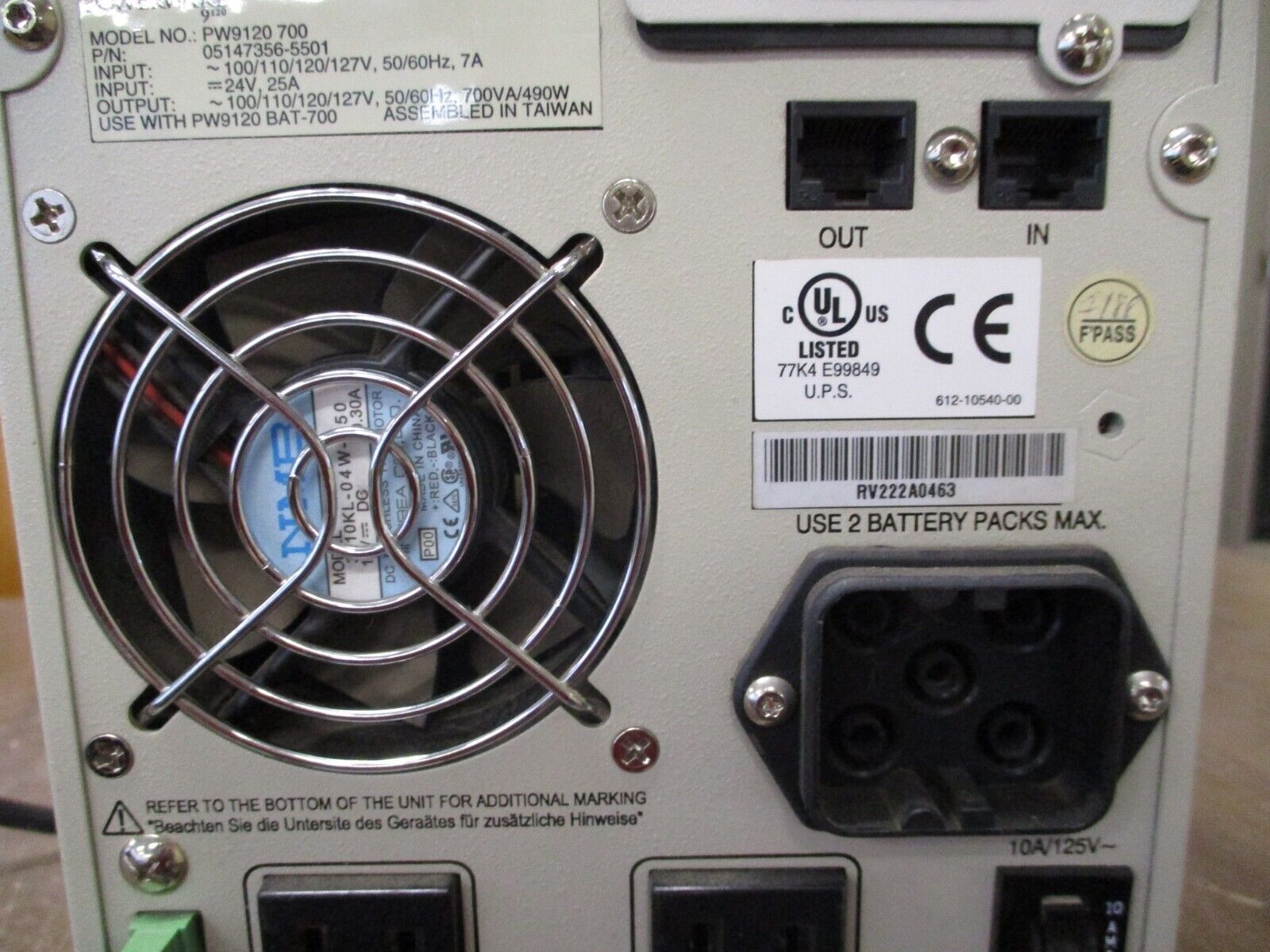 Powerware PW9120700 UPS 05147356-5501 700VA / 490W Output: ~100/110/120/127V