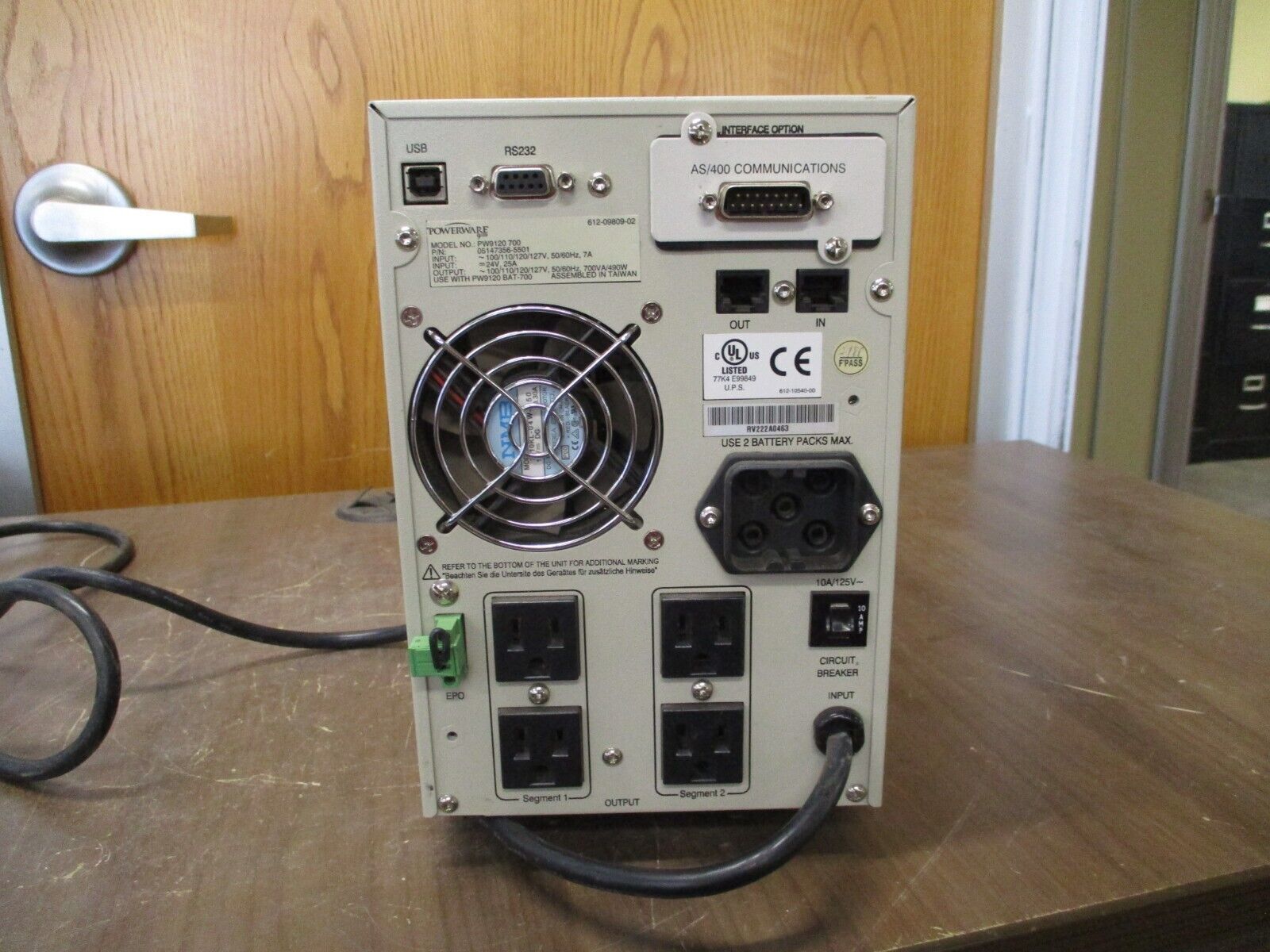 Powerware PW9120700 UPS 05147356-5501 700VA / 490W Output: ~100/110/120/127V