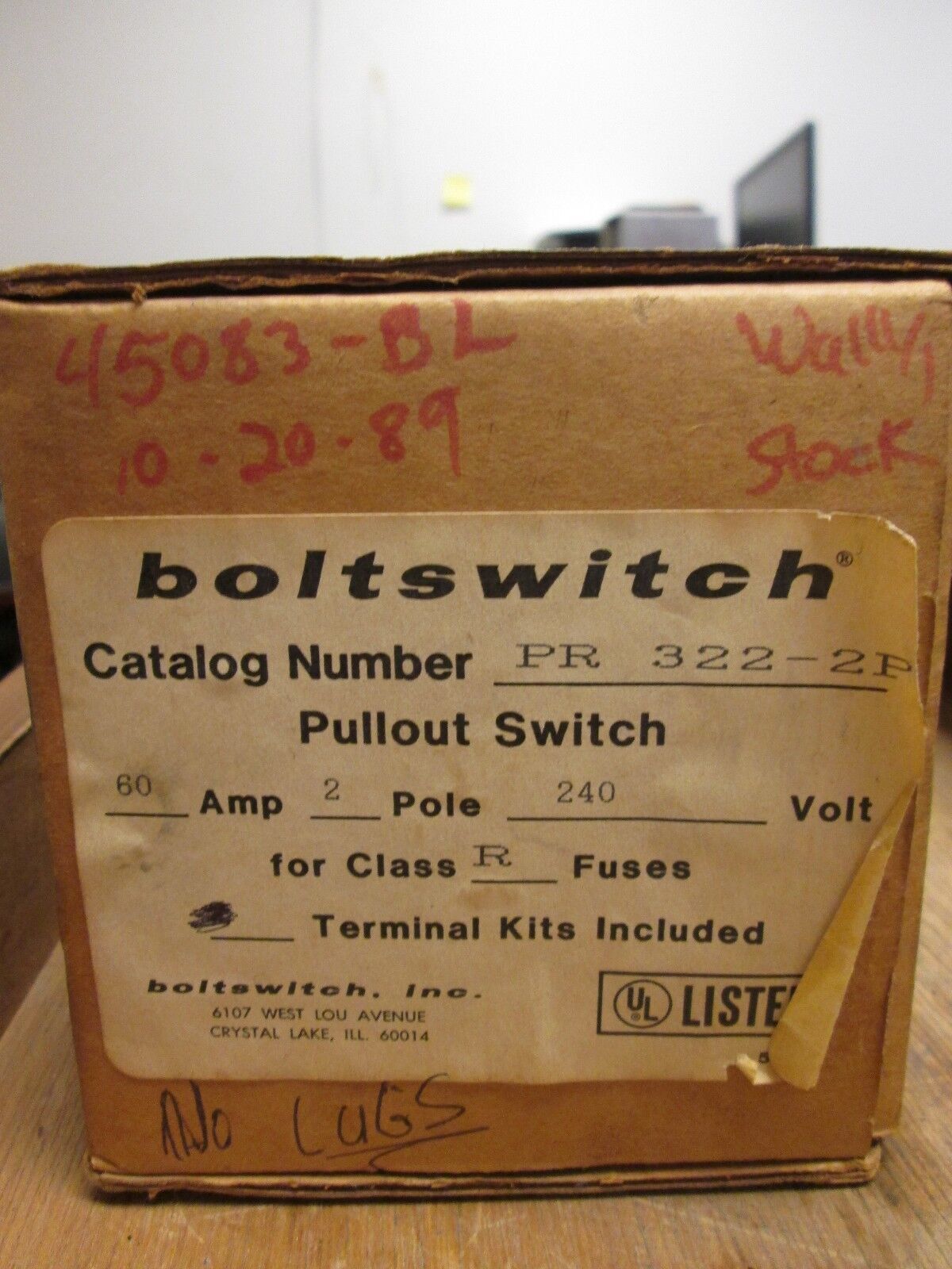Boltswitch Fuse Pullout Switch PR 322-2P 60A 240V 2P New Surplus