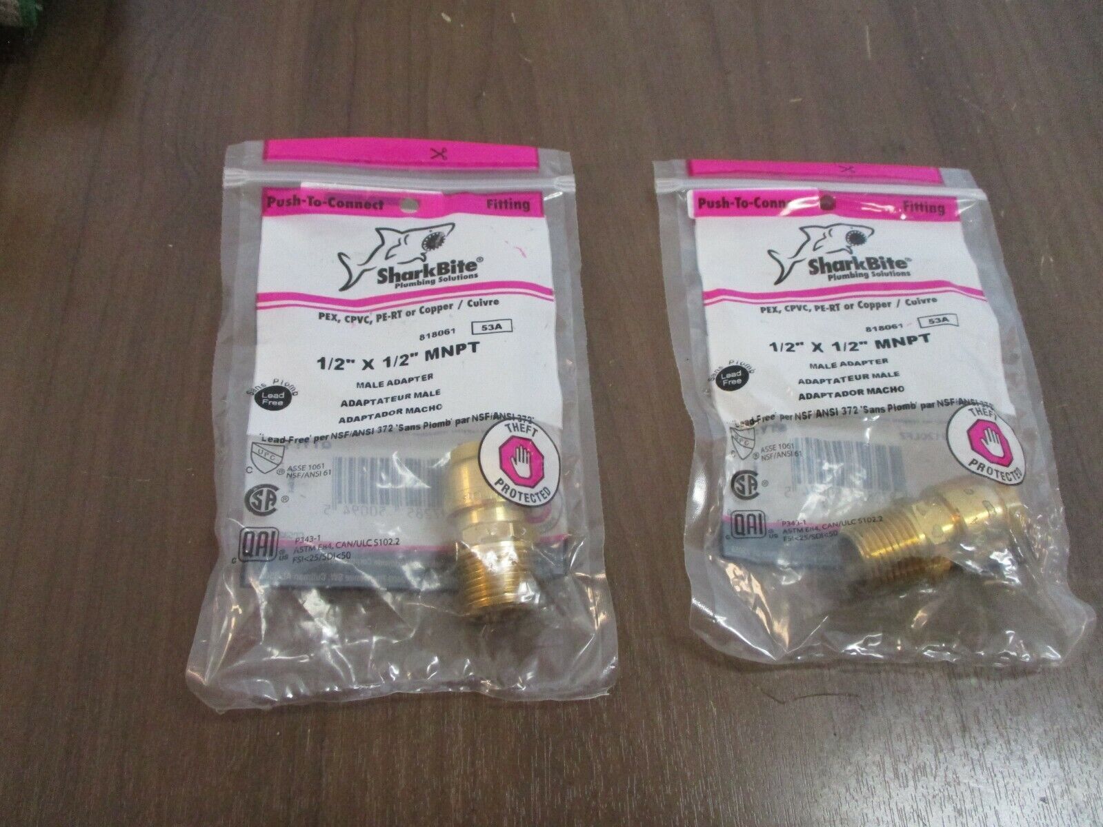 Sharkbite Push-to-Connect Fitting U120LFZ Male Adapter 1/2"x1/2" MNPT *Lot of 2*